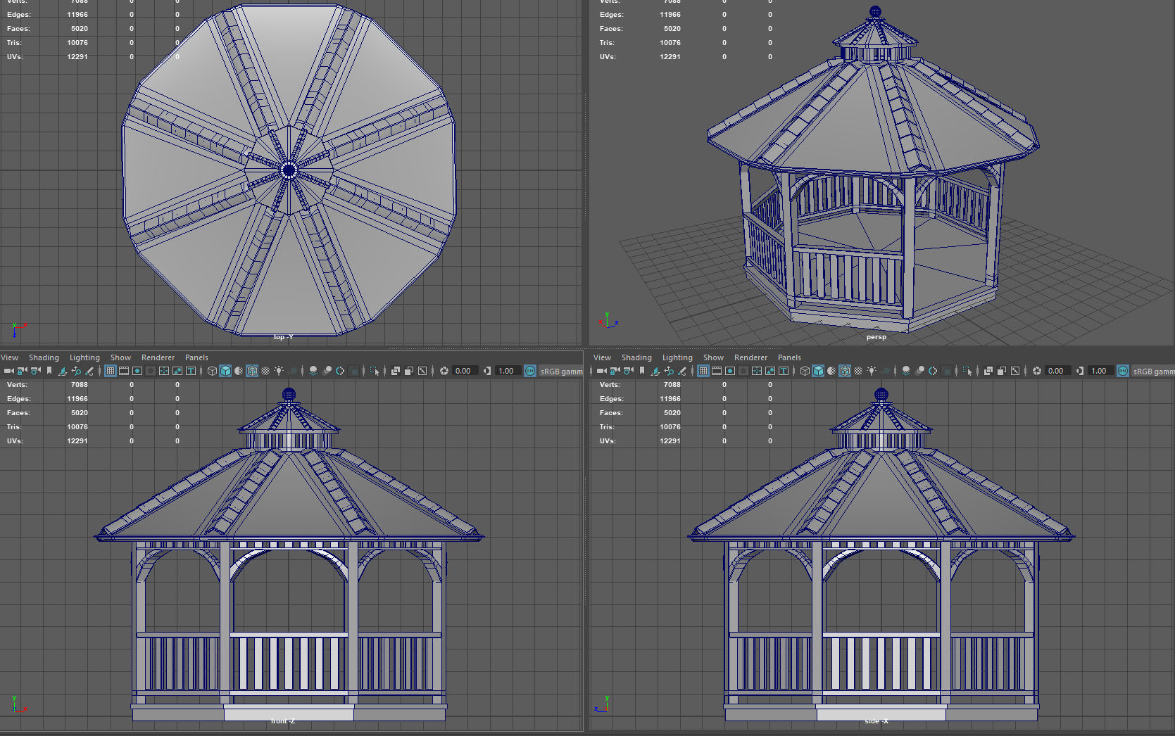 Garden Gazebo 2 Low-poly 3D model_10