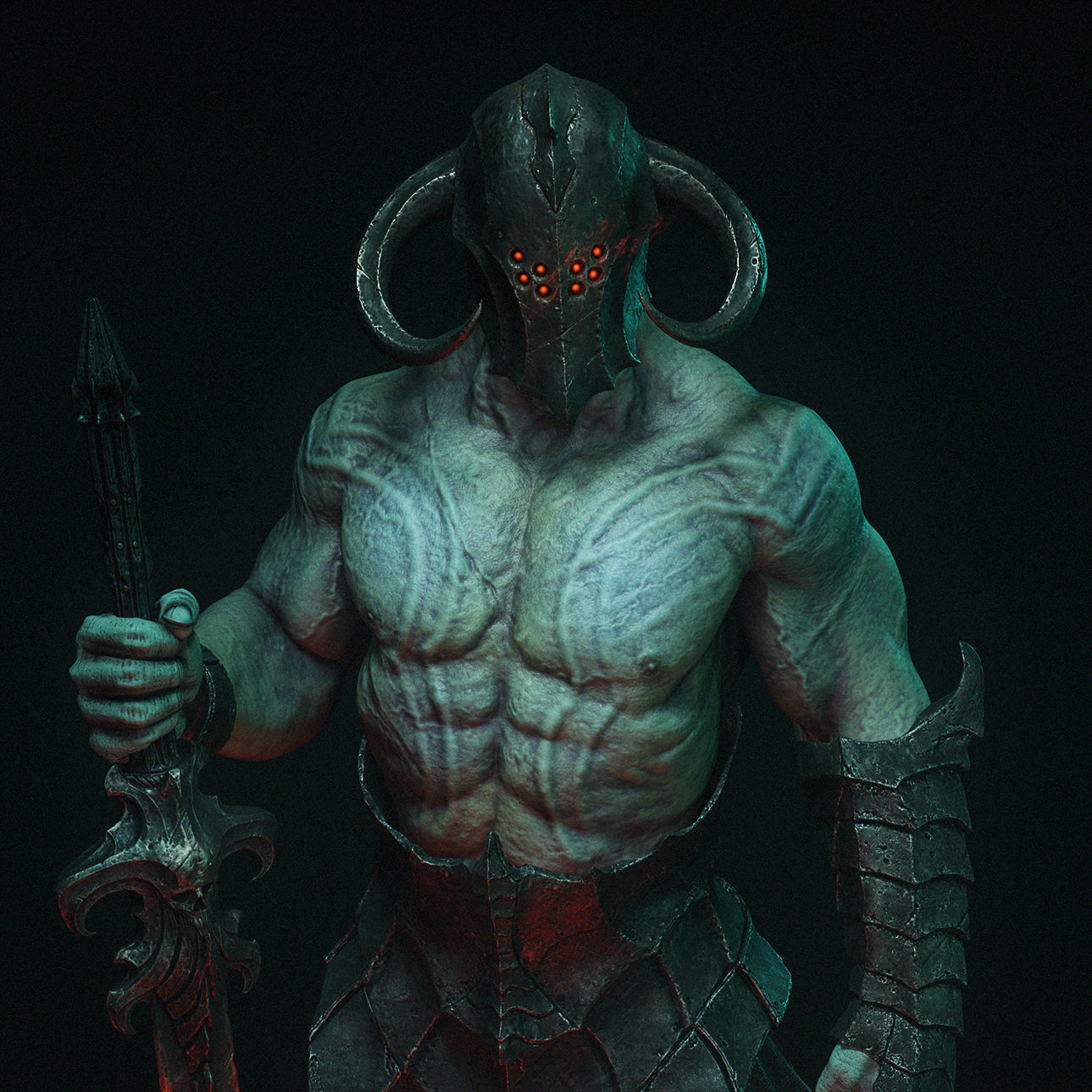 Dark fantasy helmet HIGHPOLY 3D model_5