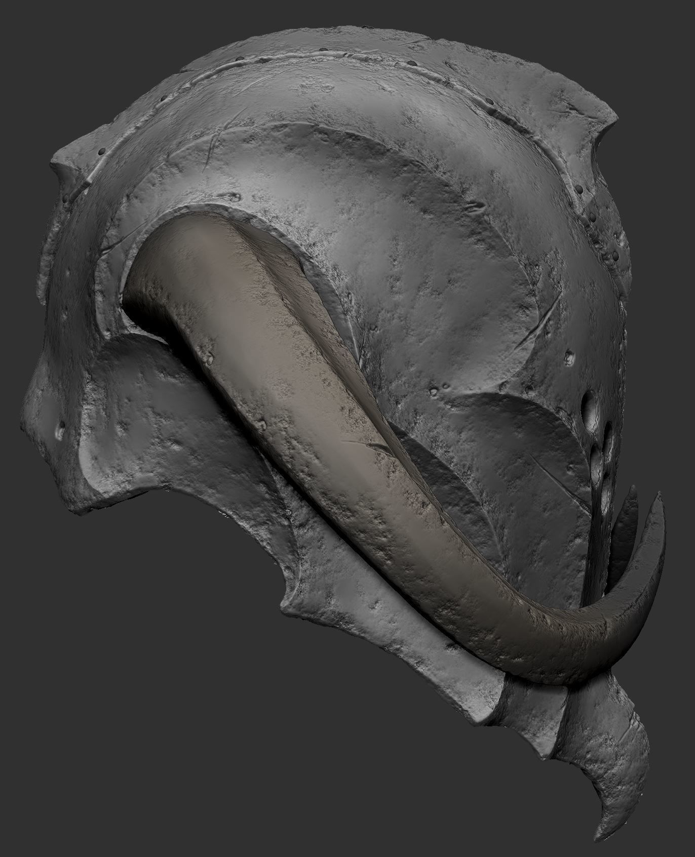 Dark fantasy helmet HIGHPOLY 3D model_3