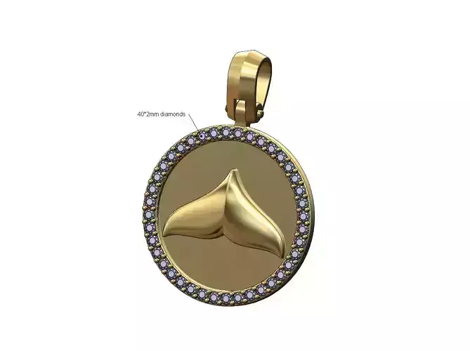 Diamond whale tail coin pendant