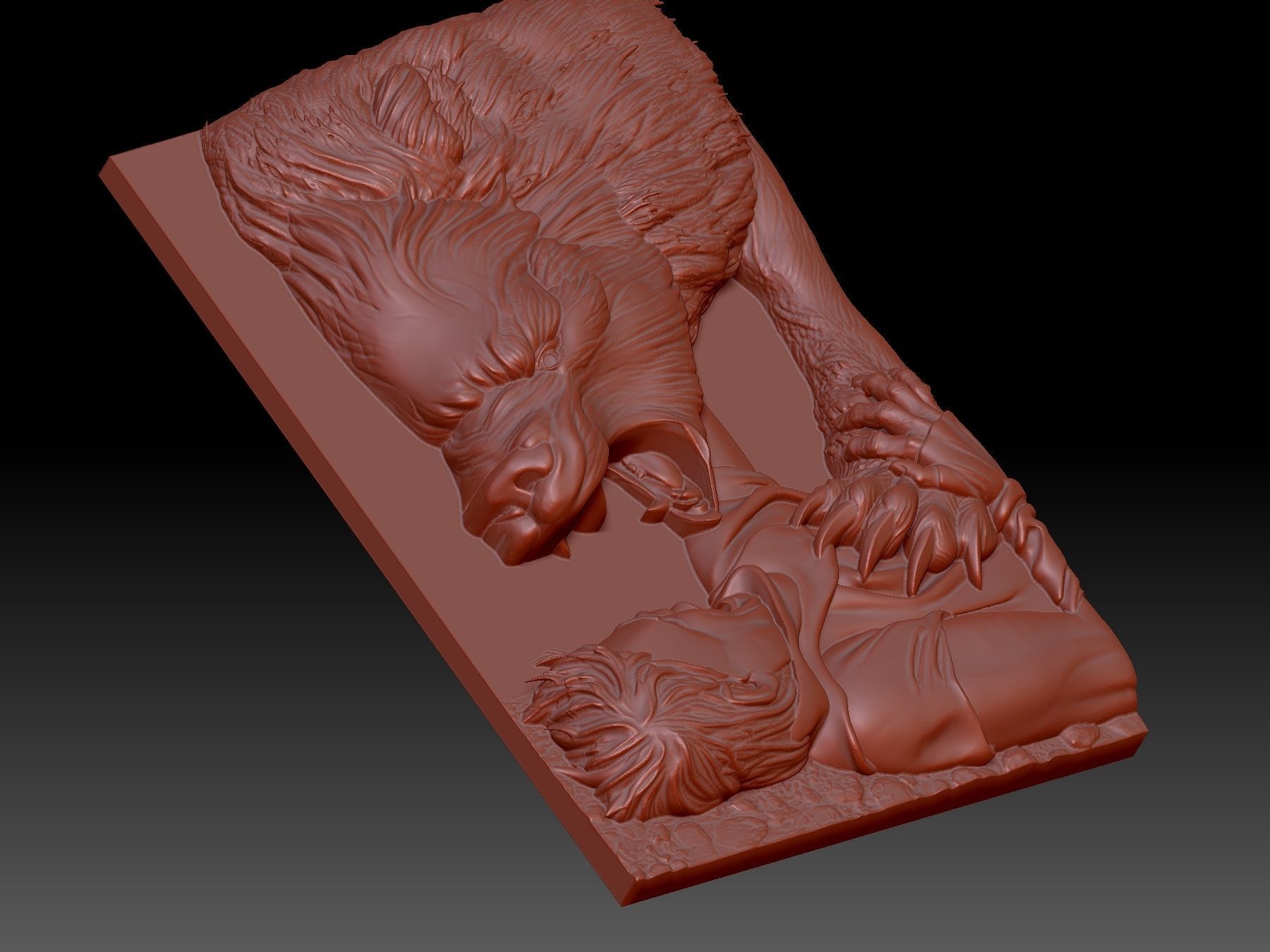 Bas-relief of the bear  3D print model_3