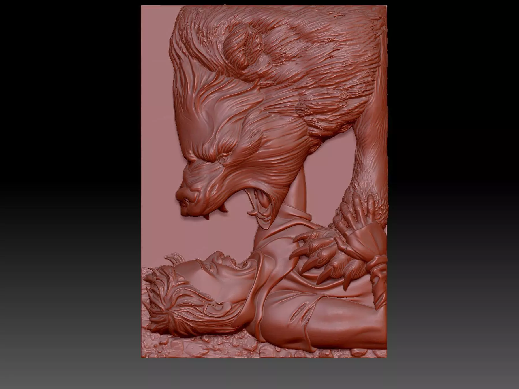 Bas-relief of the bear  3D print model_0