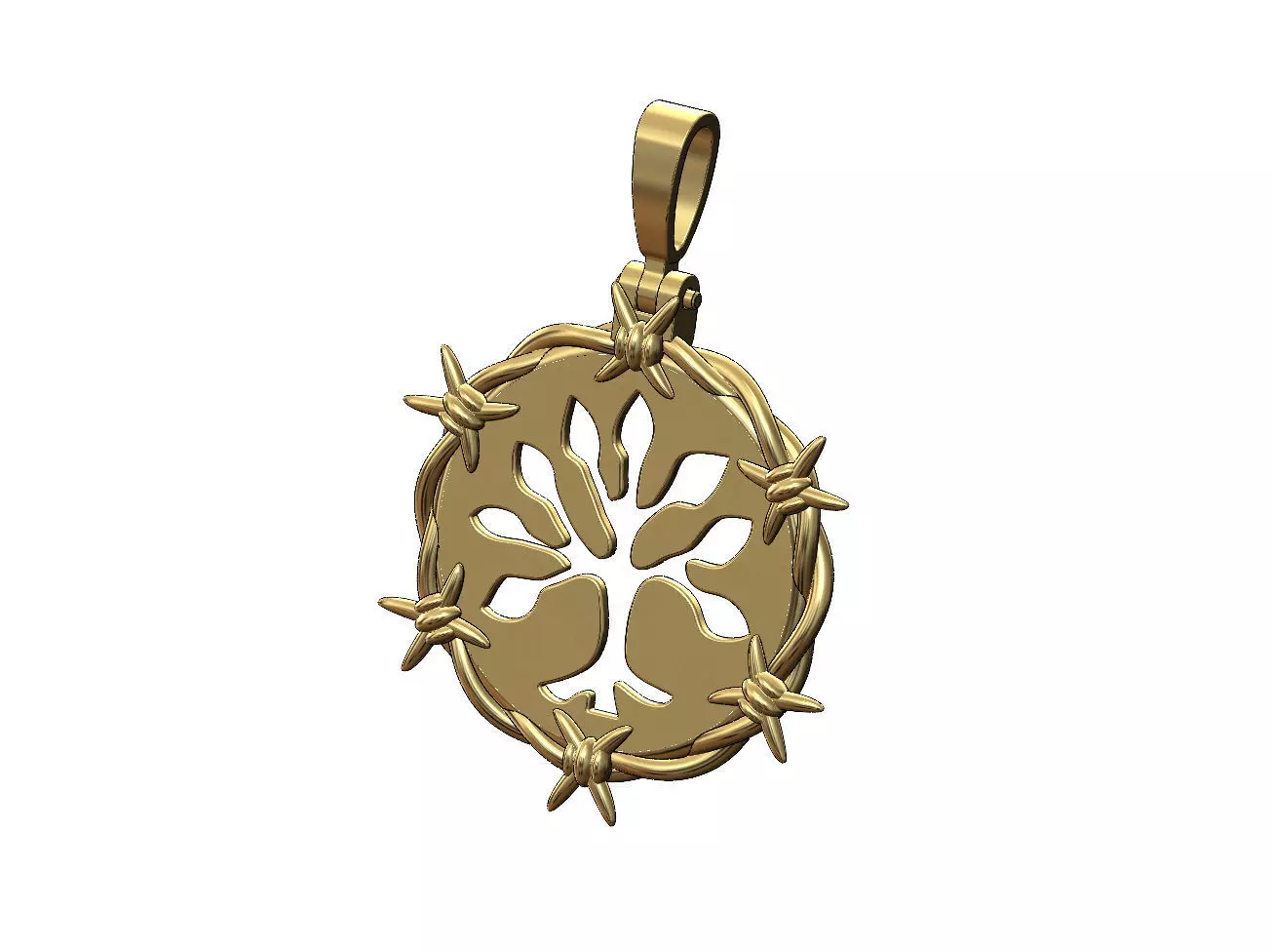 Barbwire tree of life pendant with bail 3D print model_0
