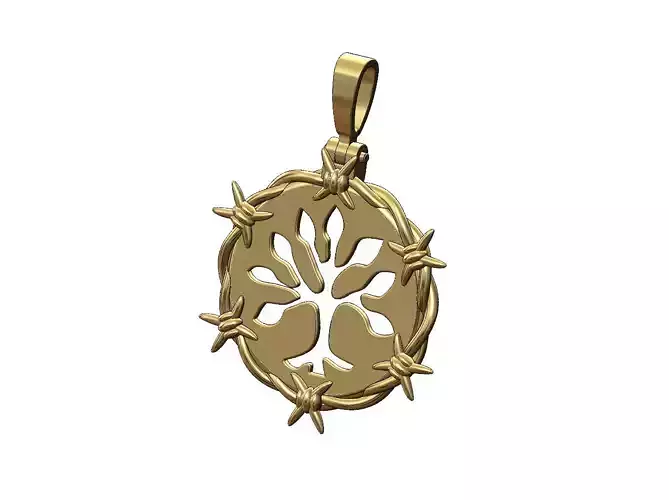 Barbwire tree of life pendant with bail