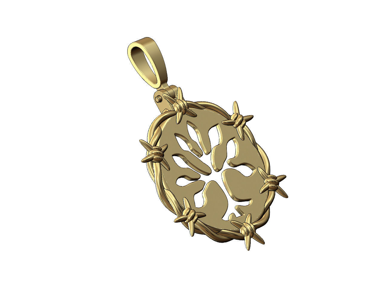 Barbwire tree of life pendant with bail 3D print model_3