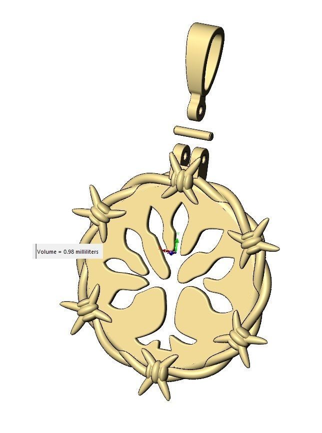 Barbwire tree of life pendant with bail 3D print model_10