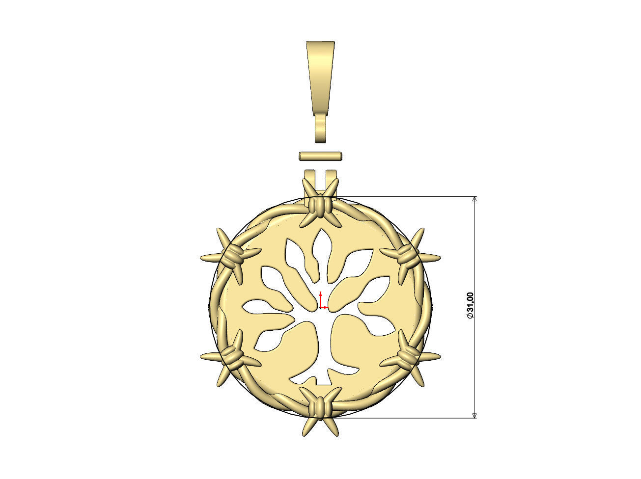 Barbwire tree of life pendant with bail 3D print model_6