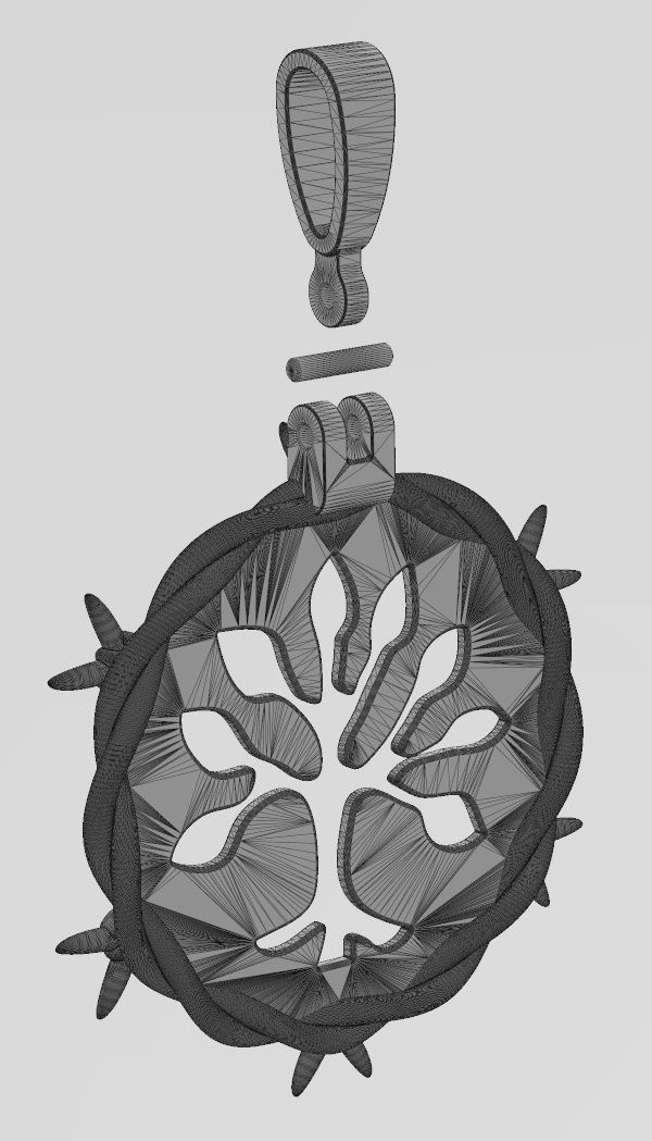 Barbwire tree of life pendant with bail 3D print model_12