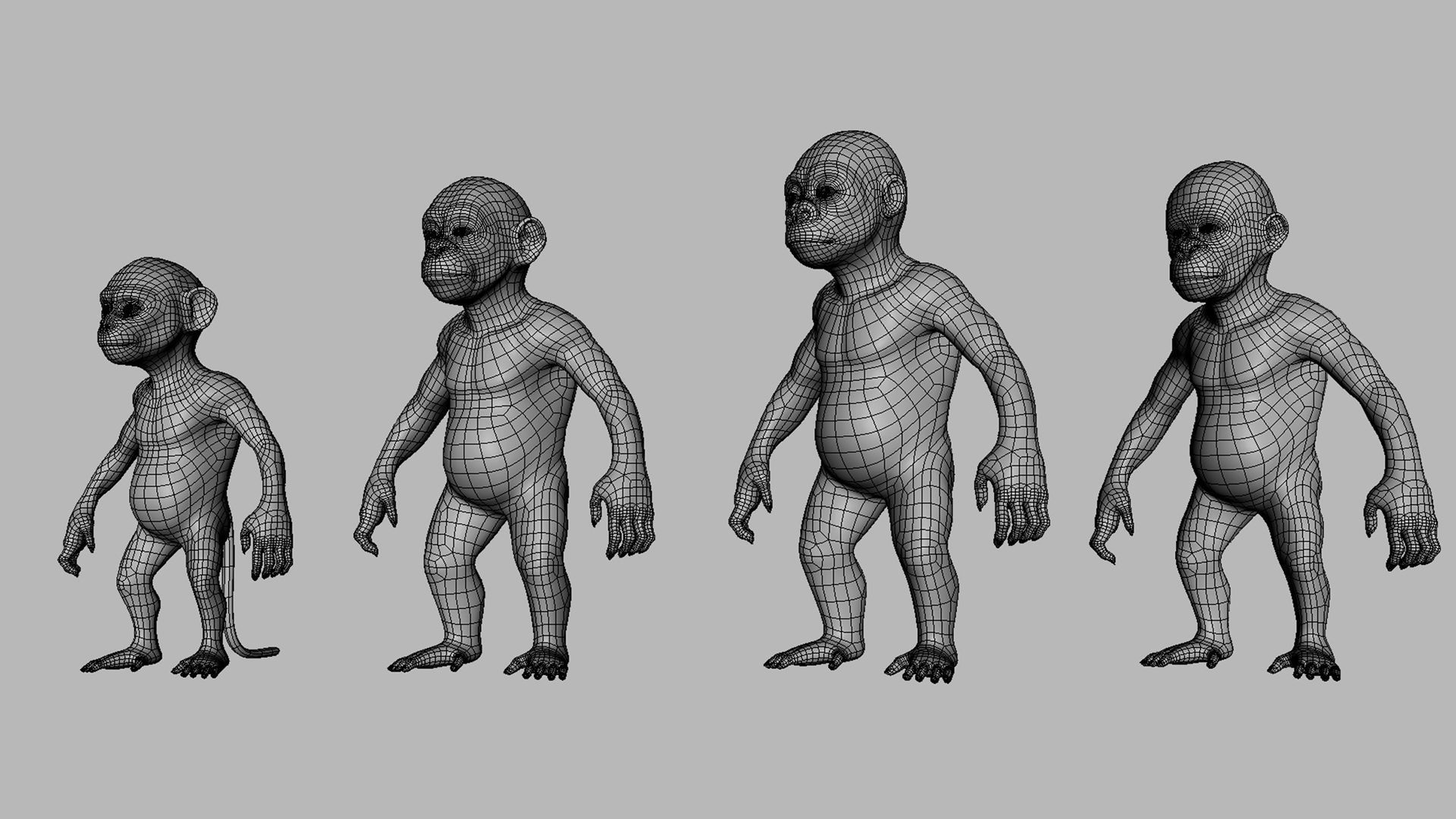 Baby Primate BaseMesh  Low-poly 3D model_4