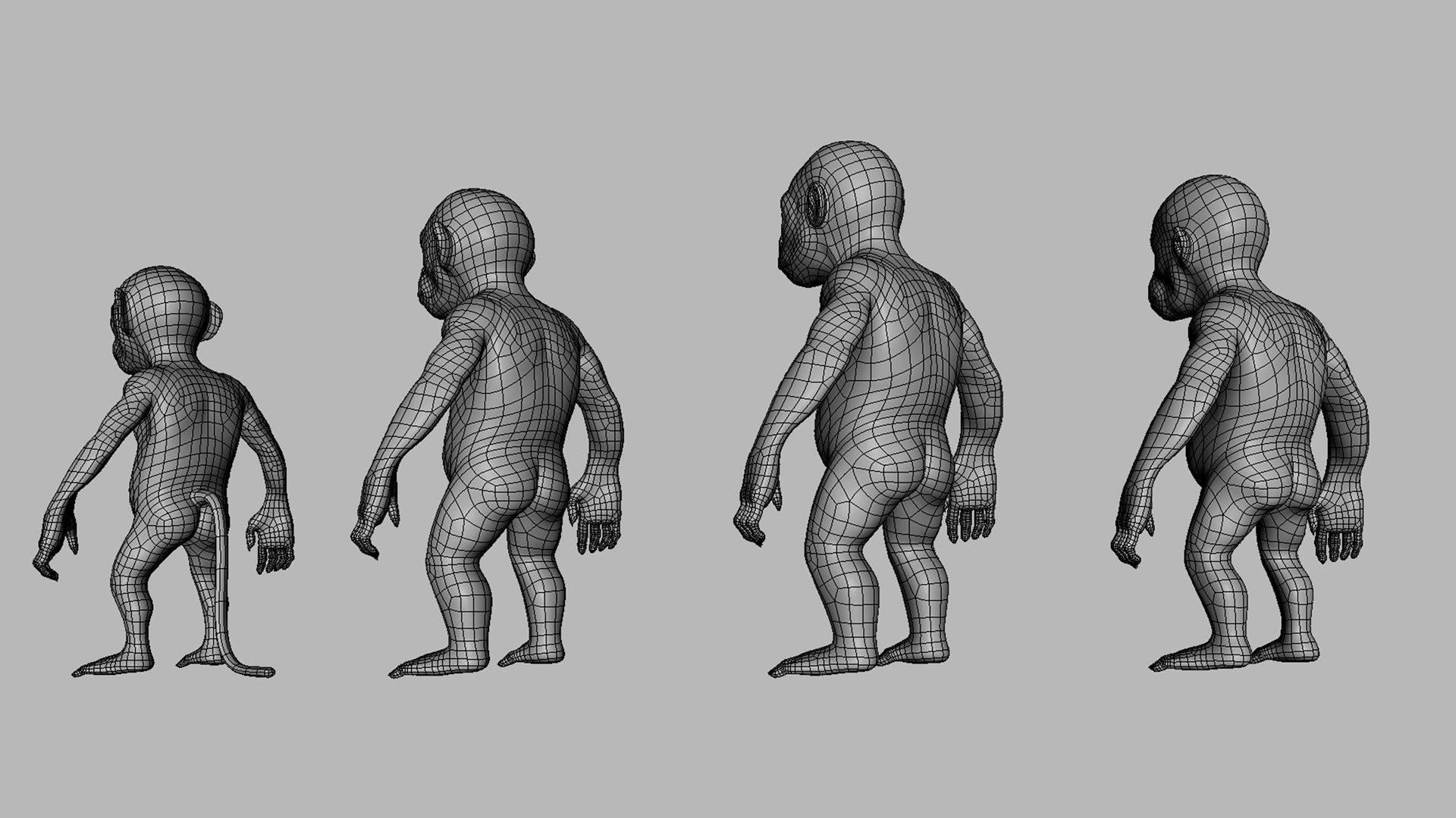 Baby Primate BaseMesh  Low-poly 3D model_8