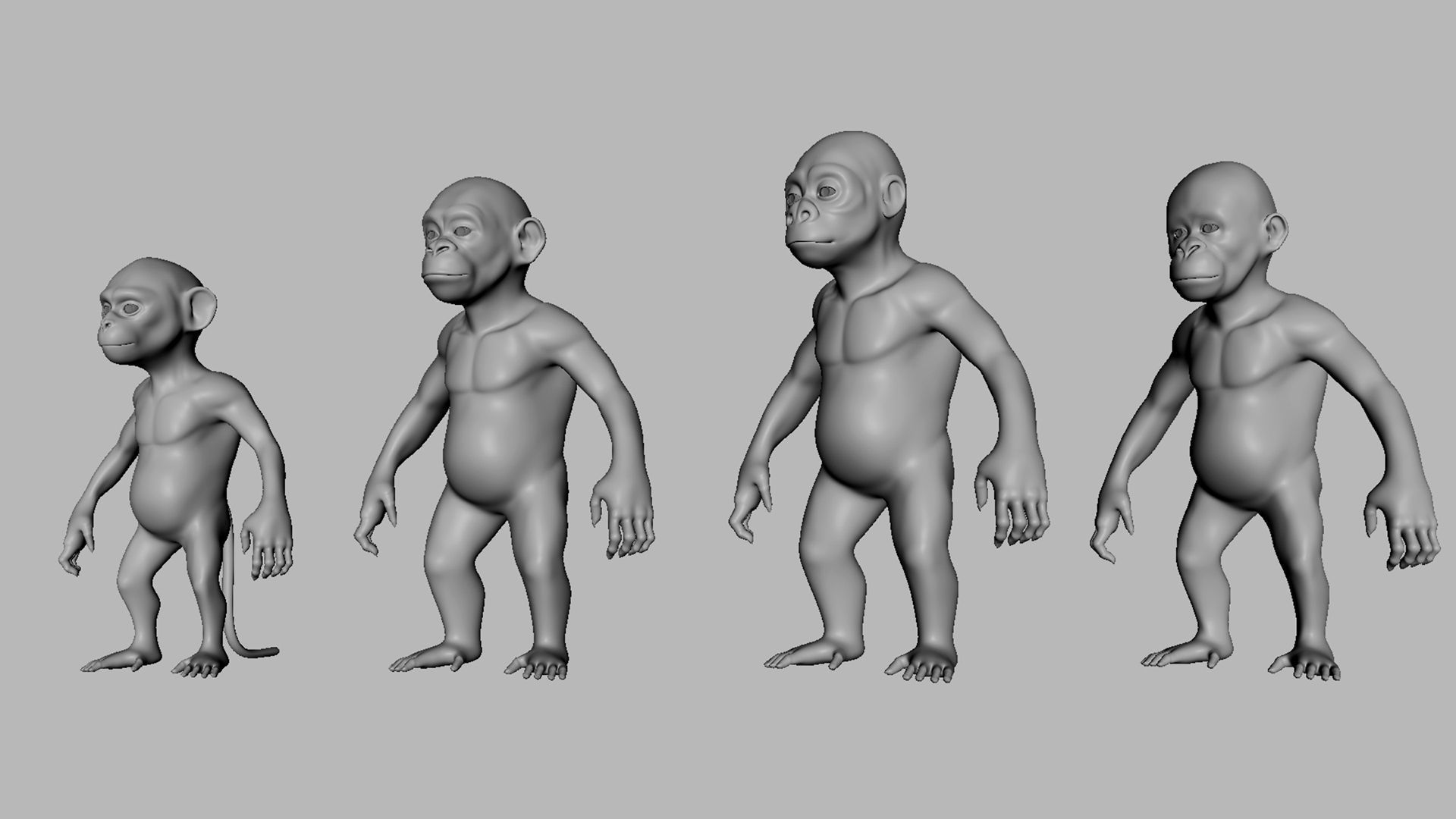 Baby Primate BaseMesh  Low-poly 3D model_3