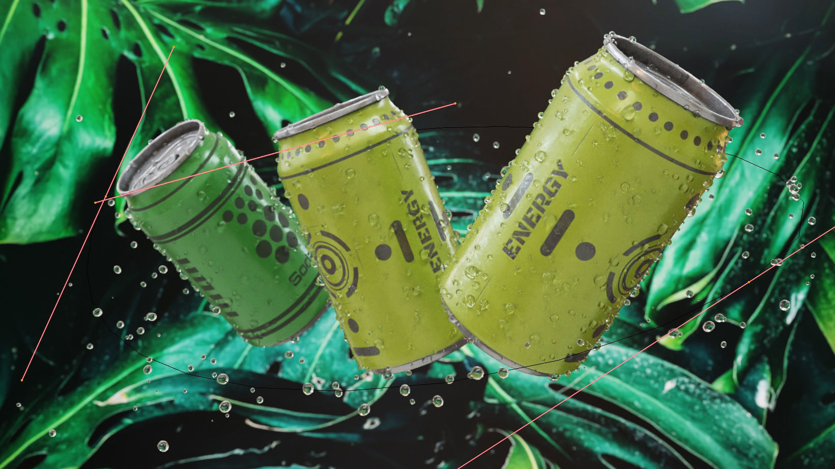 Sci Fi Cans Product Studio and Droplets Generator Low-poly 3D model_2