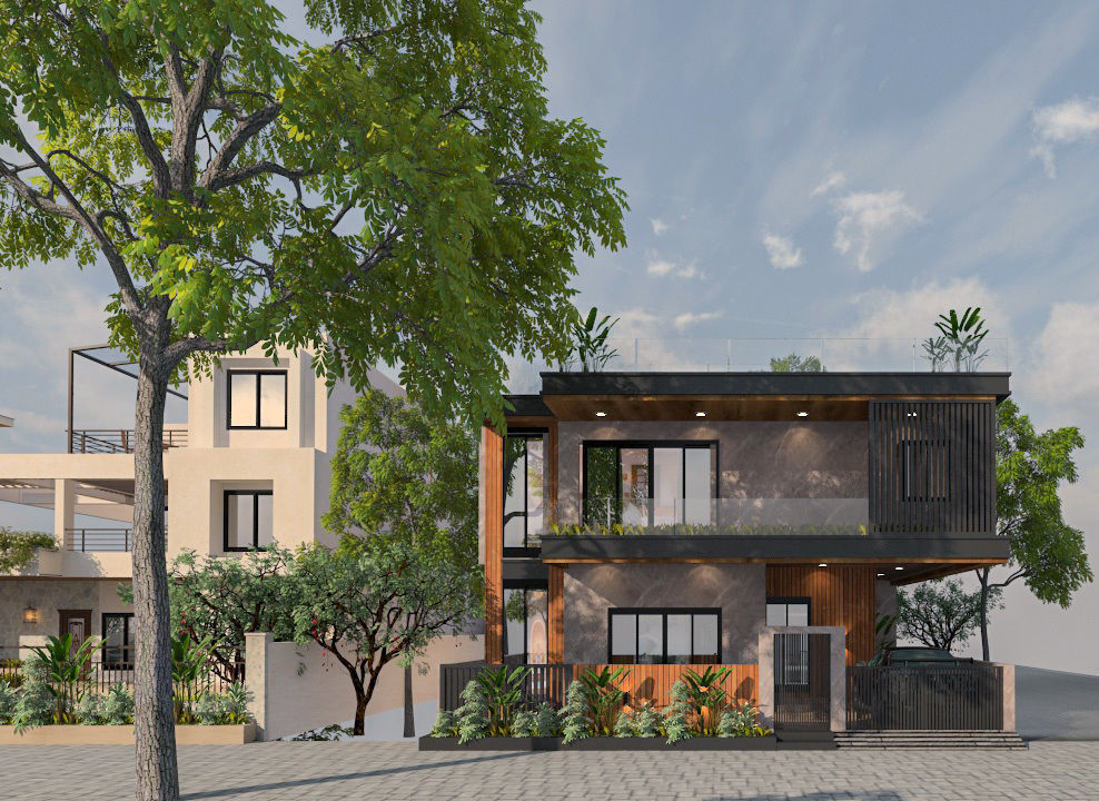 House Elevation Architecture Low-poly 3D model_4