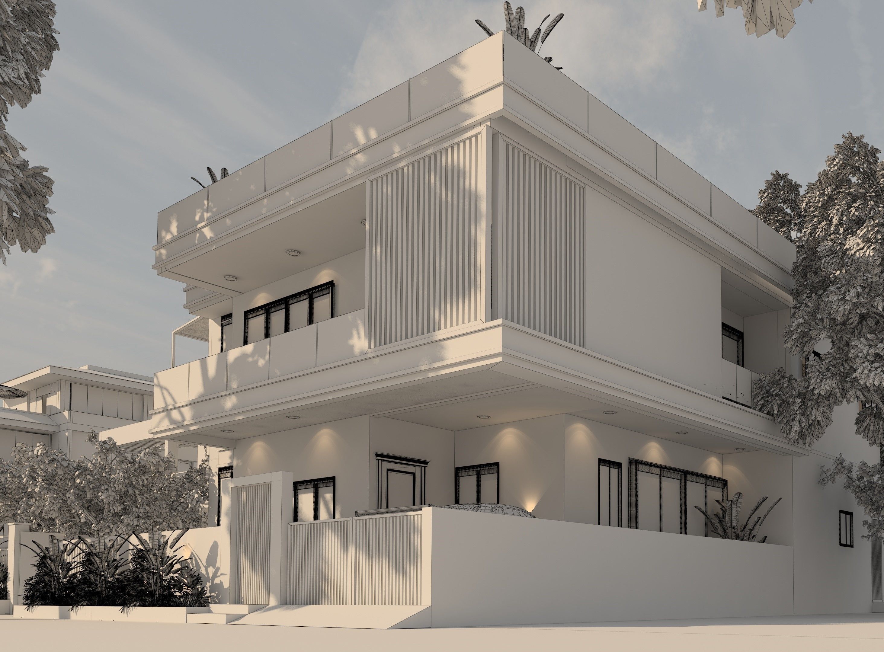 House Elevation Architecture Low-poly 3D model_1