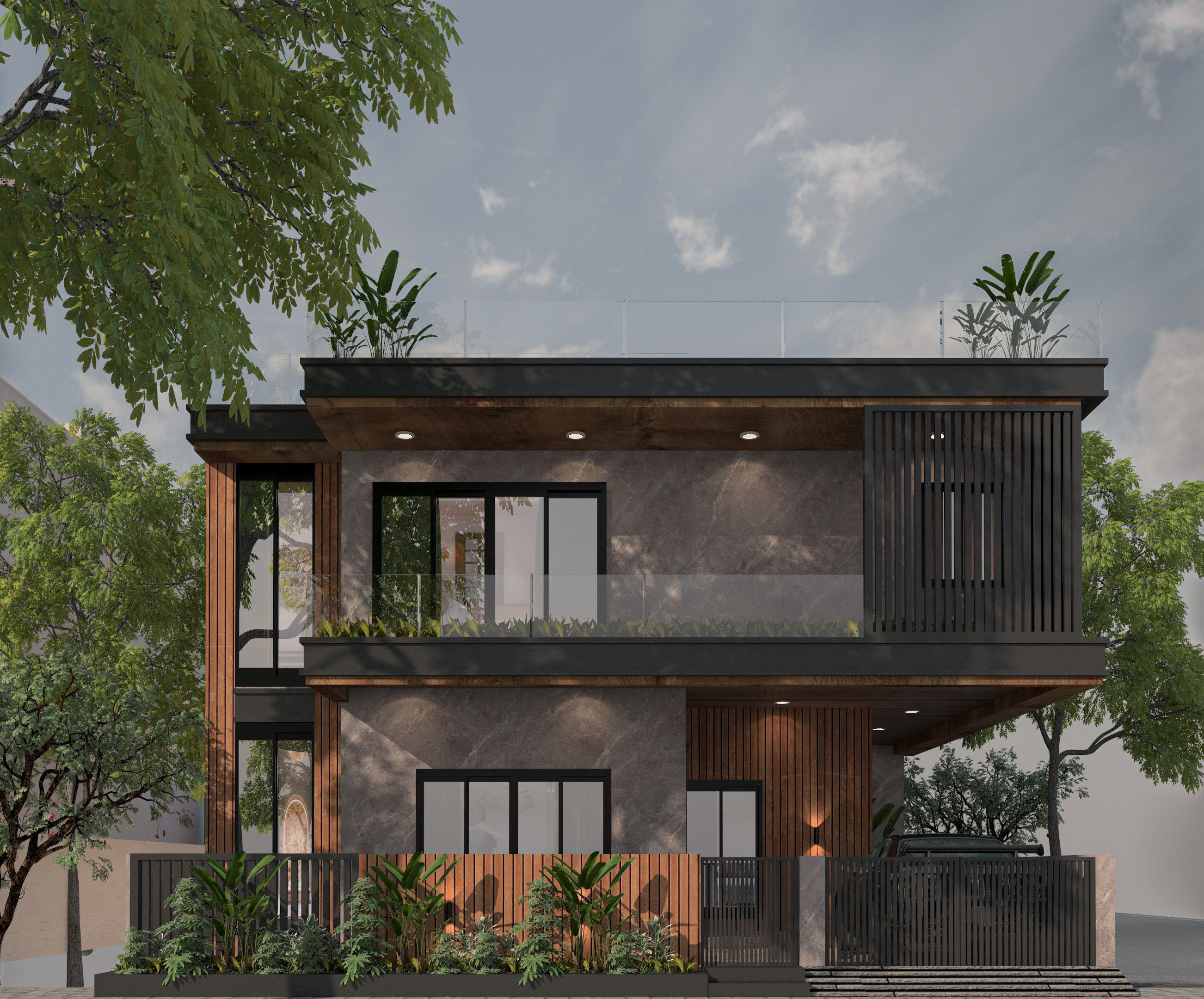 House Elevation Architecture Low-poly 3D model_5