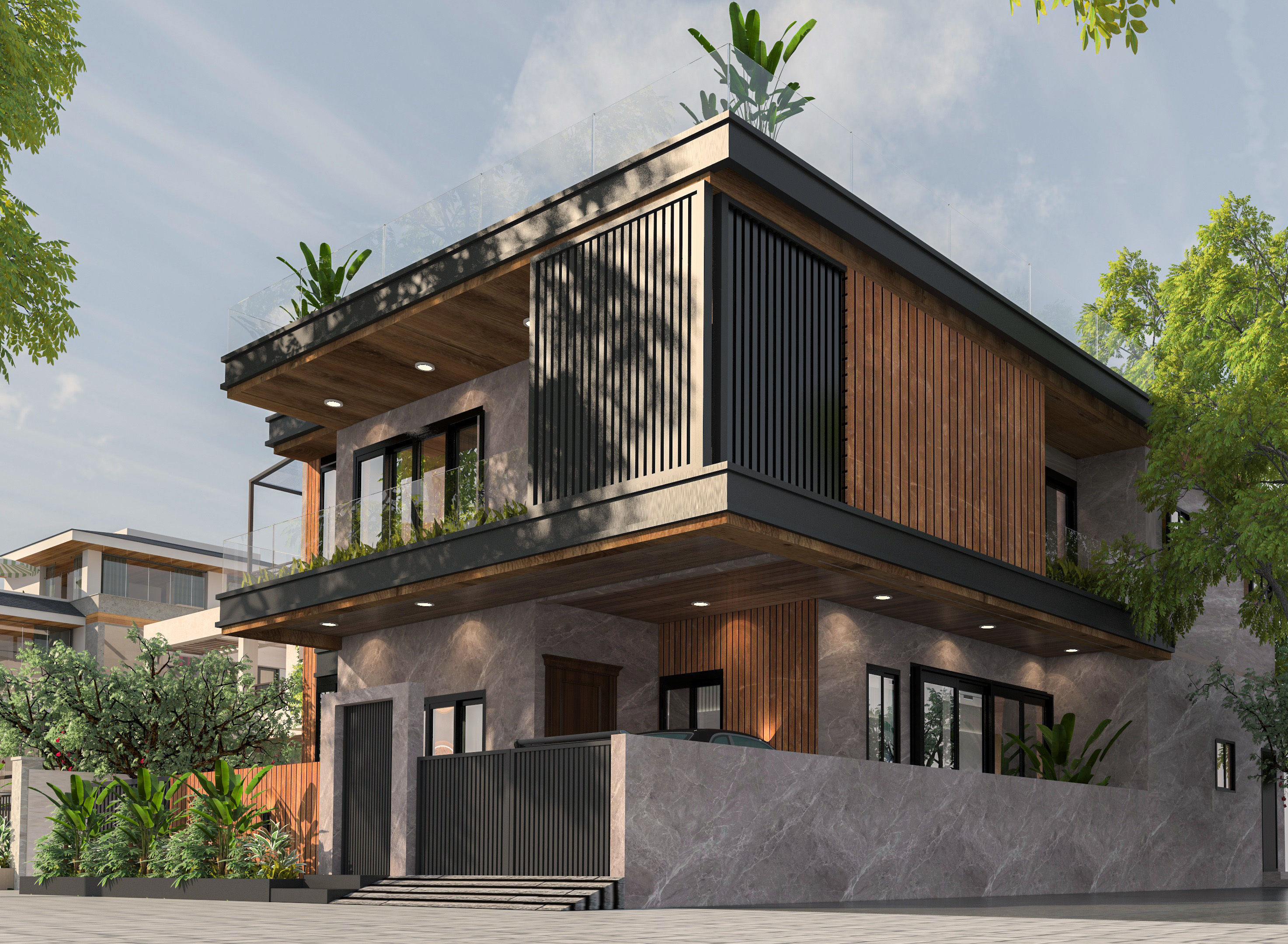 House Elevation Architecture Low-poly 3D model_6