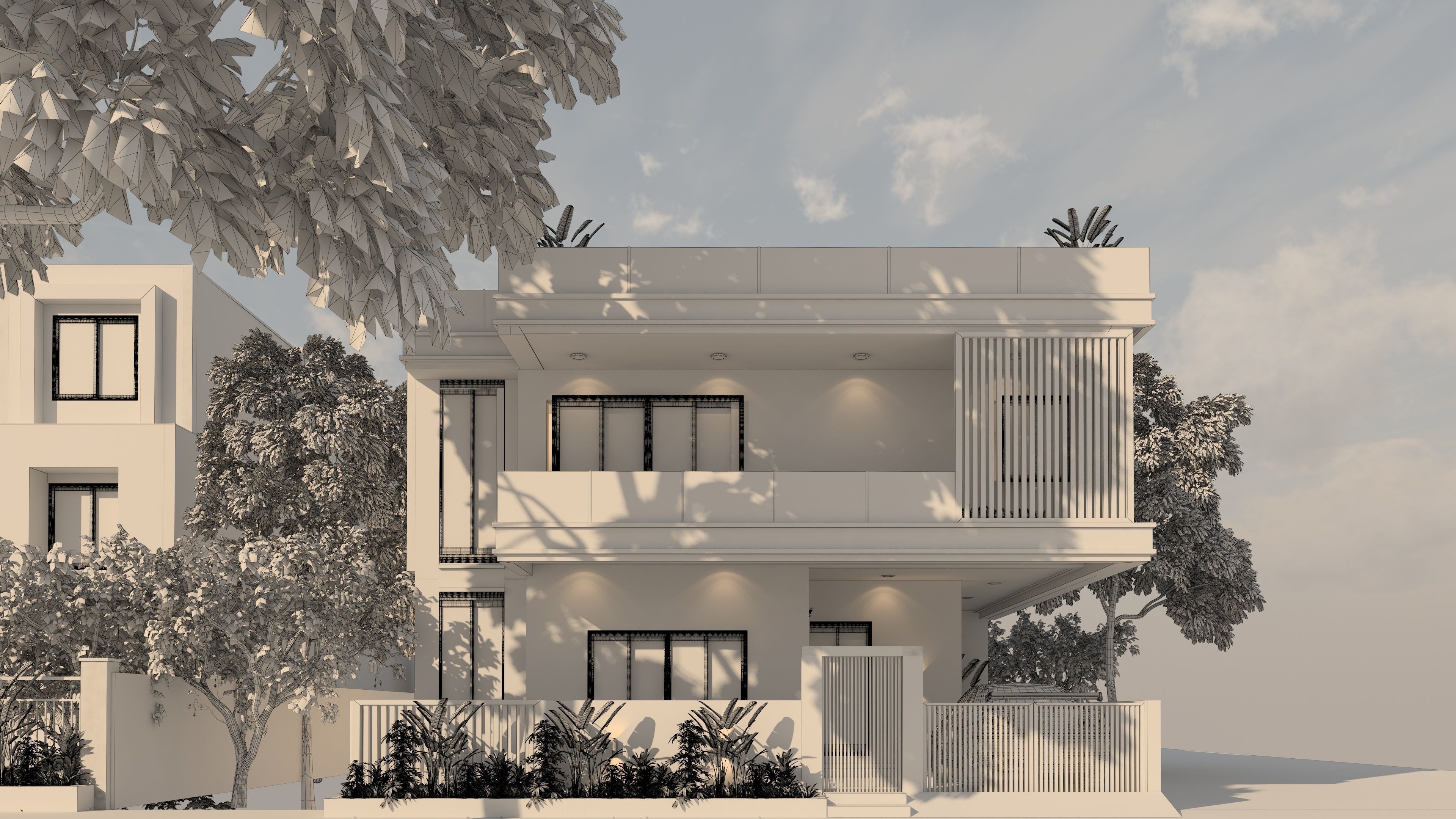 House Elevation Architecture Low-poly 3D model_2