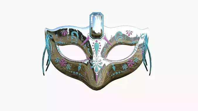 Carnival Mask E06 Silver - Costume Character Design Low-poly 3D model