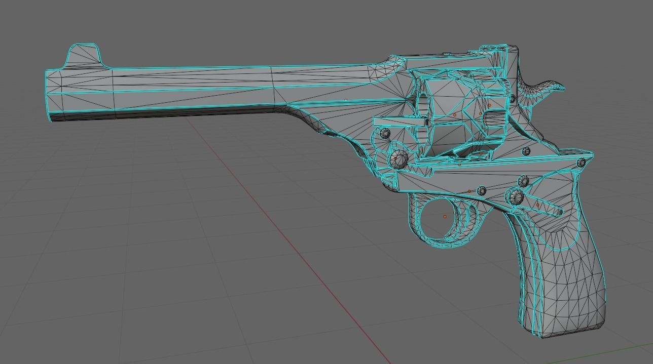 Webley Fosbery Automatic Revolver Low-poly 3D model_5