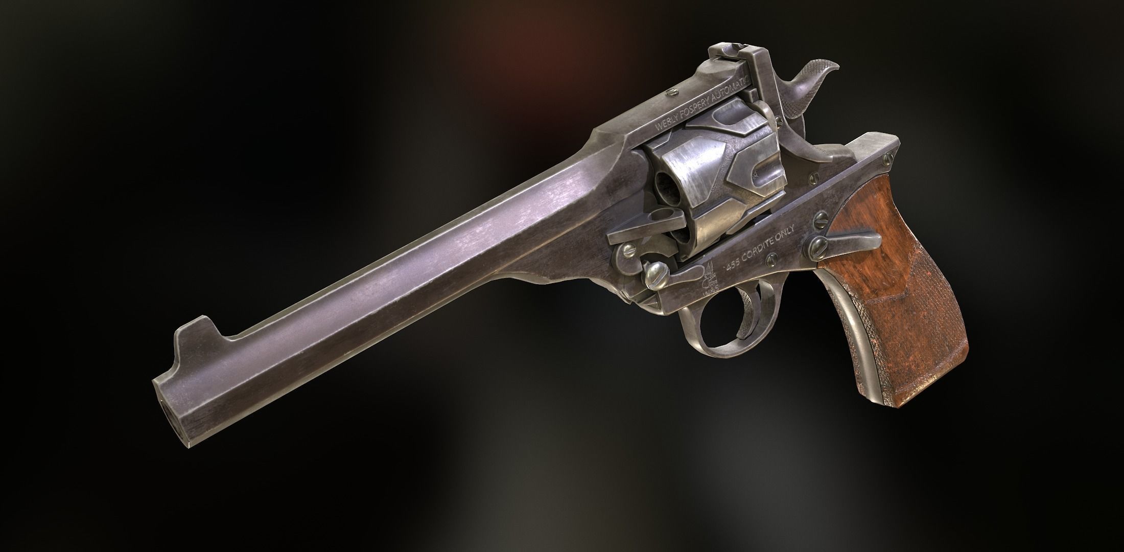 Webley Fosbery Automatic Revolver Low-poly 3D model_2