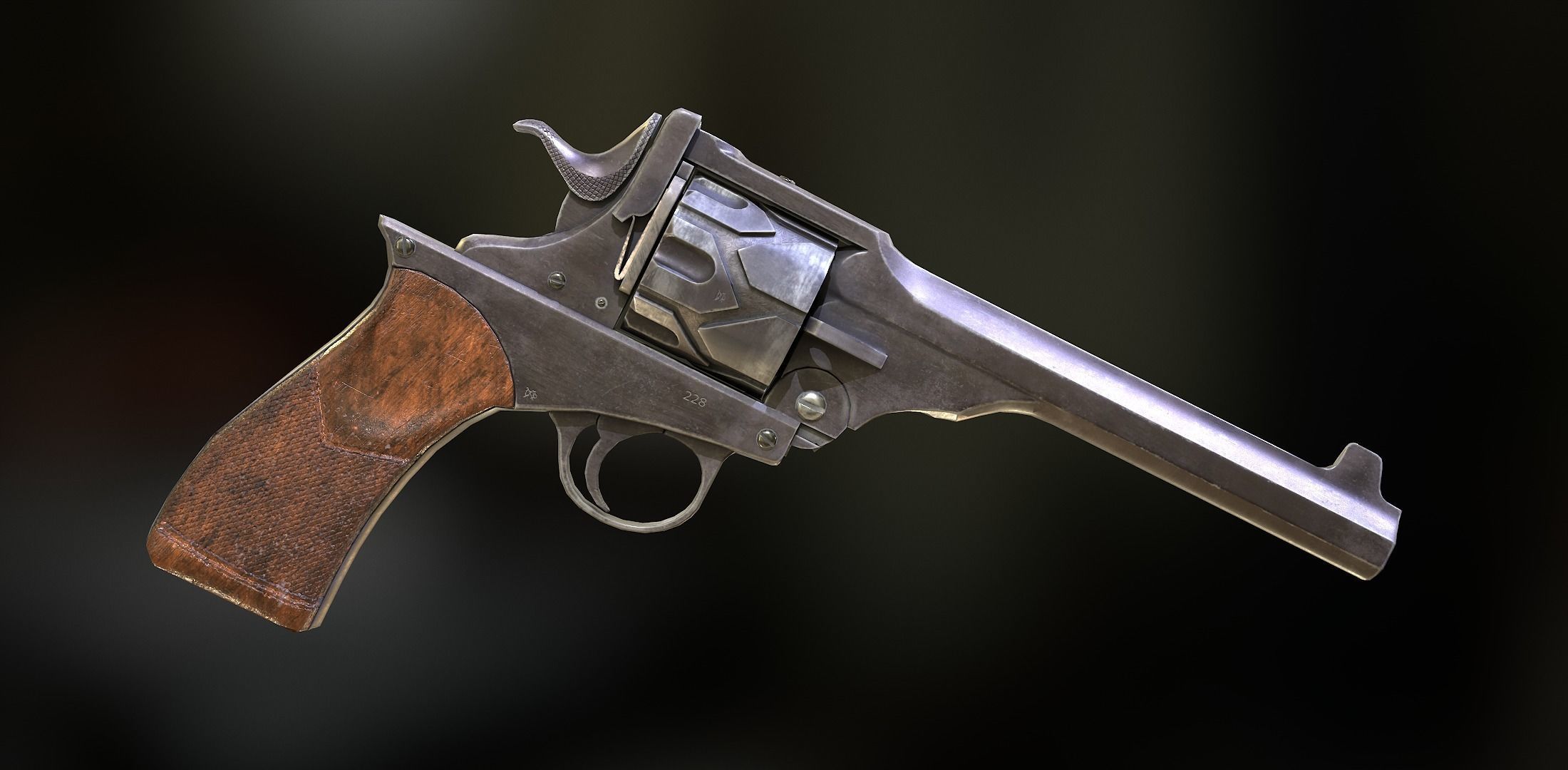 Webley Fosbery Automatic Revolver Low-poly 3D model_3