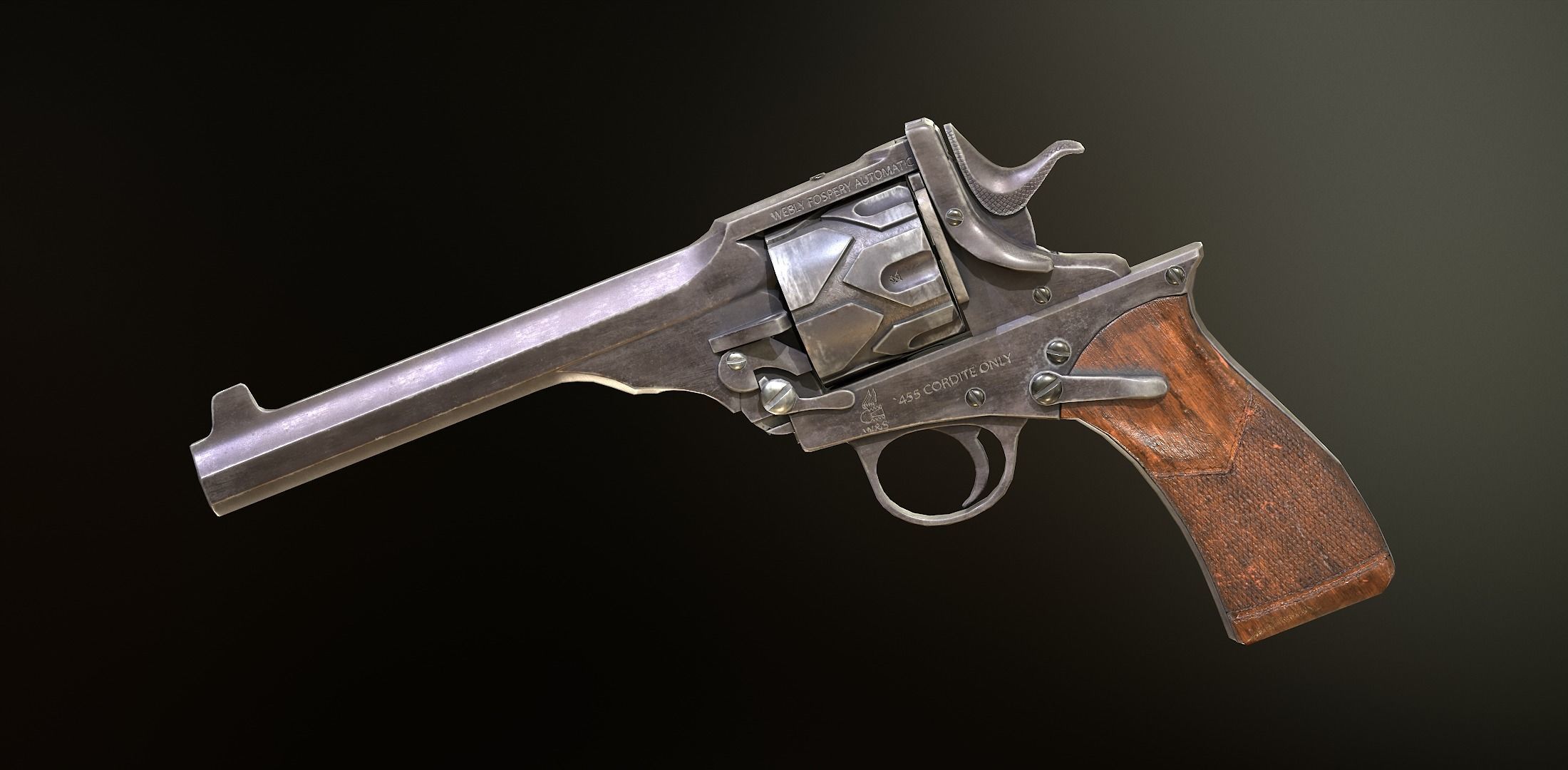 Webley Fosbery Automatic Revolver Low-poly 3D model_4