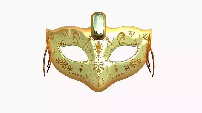Carnival Mask E08 Orange Yellow - Costume Character Design Low-poly 3D model