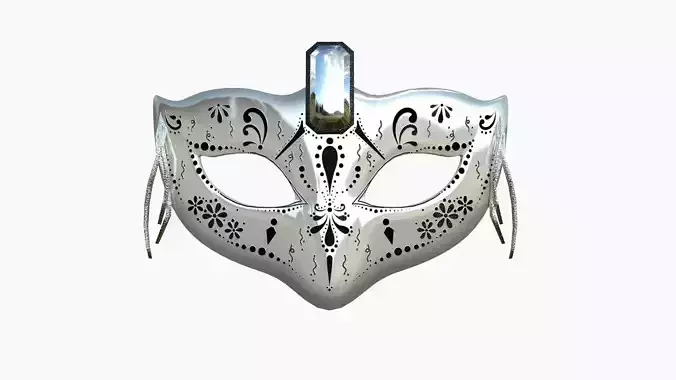 Carnival Mask E09 White Black - Costume Character Design Low-poly 3D model