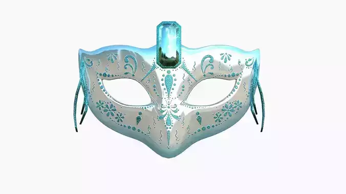 Carnival Mask E10 White Blue - Costume Character Design Low-poly 3D model