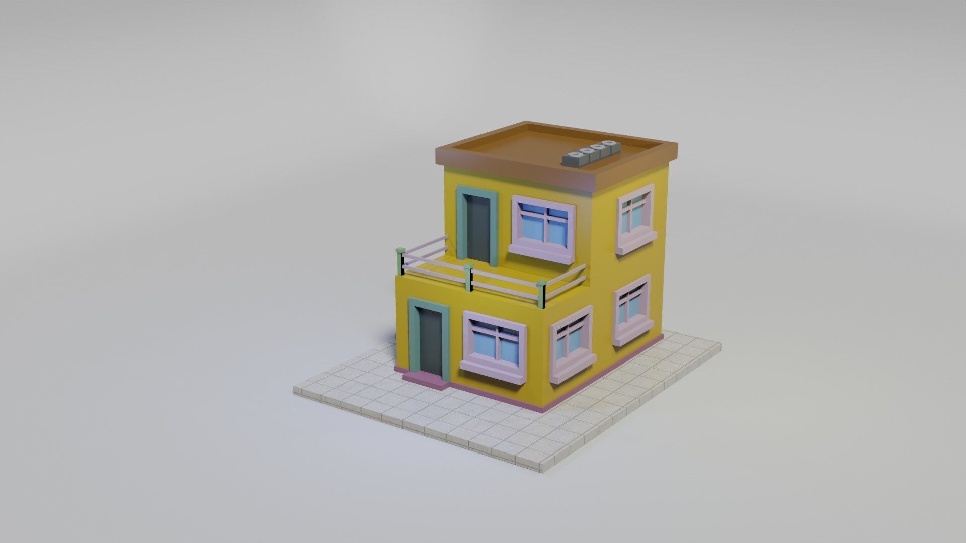 Cartoon Building 13 Low-poly 3D model_9