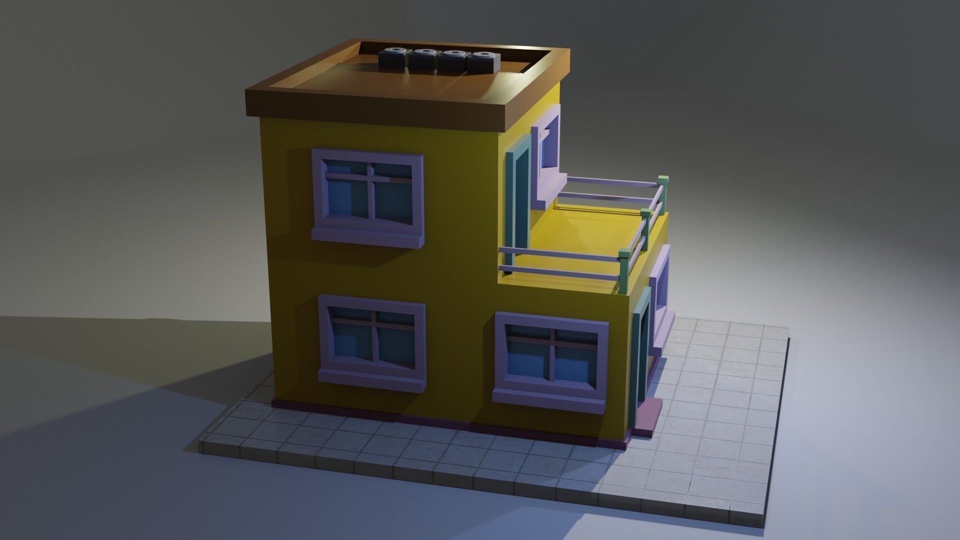 Cartoon Building 13 Low-poly 3D model_1