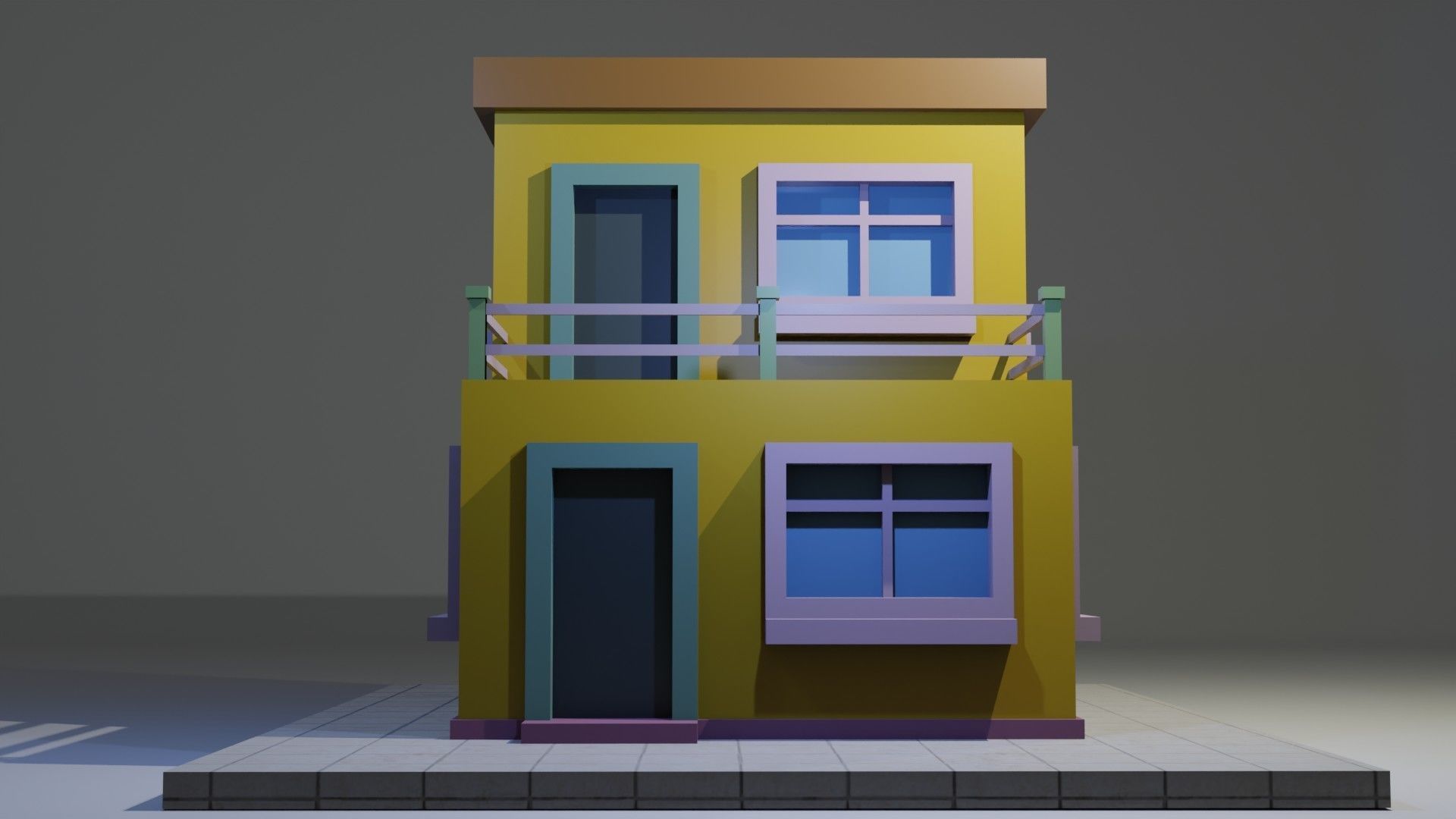 Cartoon Building 13 Low-poly 3D model_3