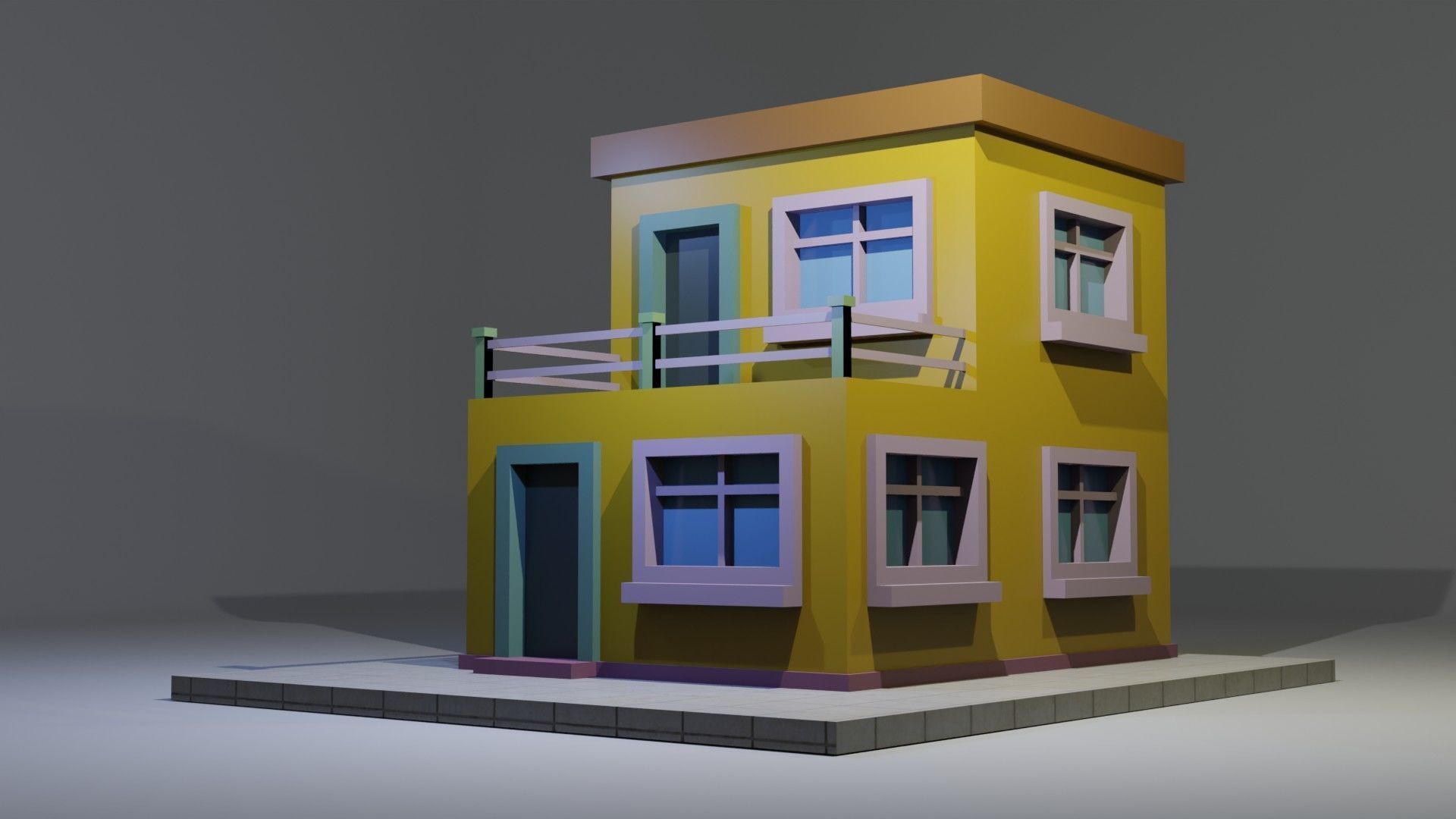 Cartoon Building 13 Low-poly 3D model_4