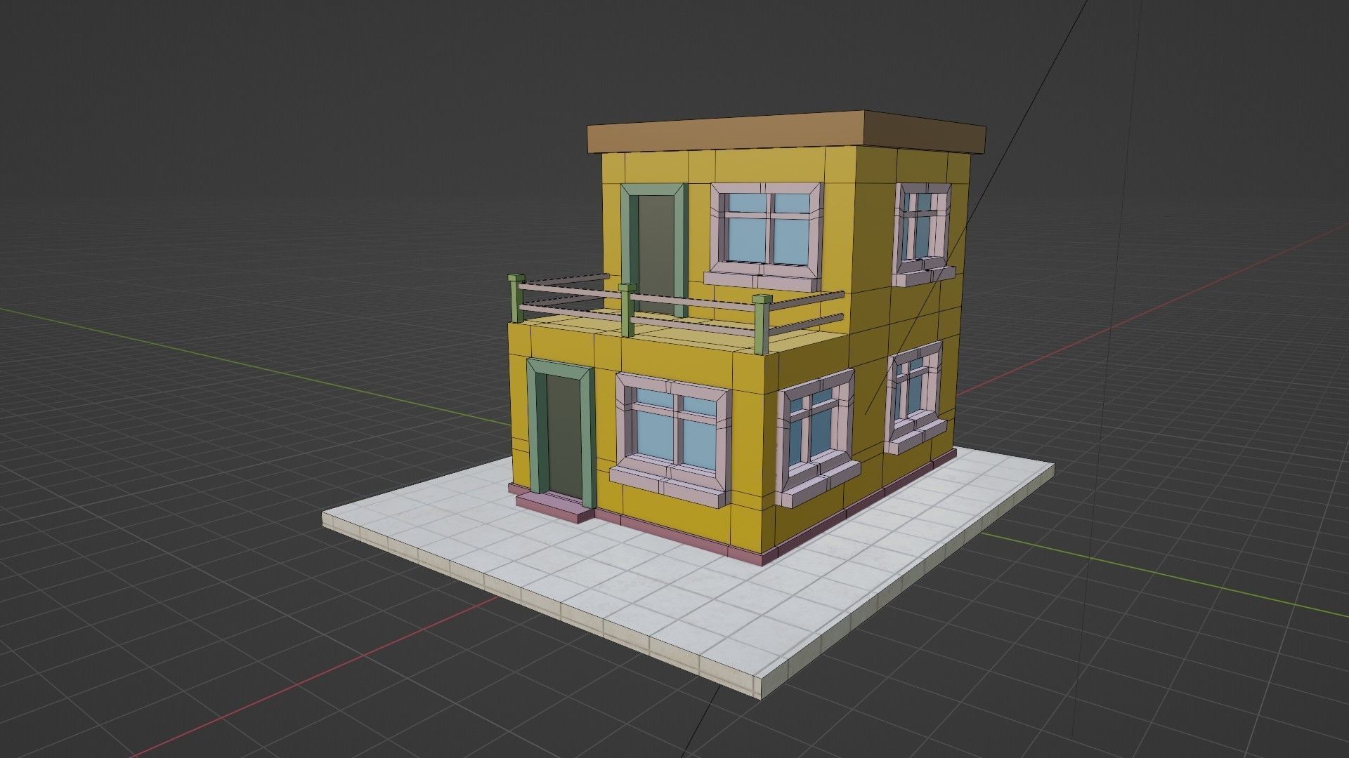 Cartoon Building 13 Low-poly 3D model_10