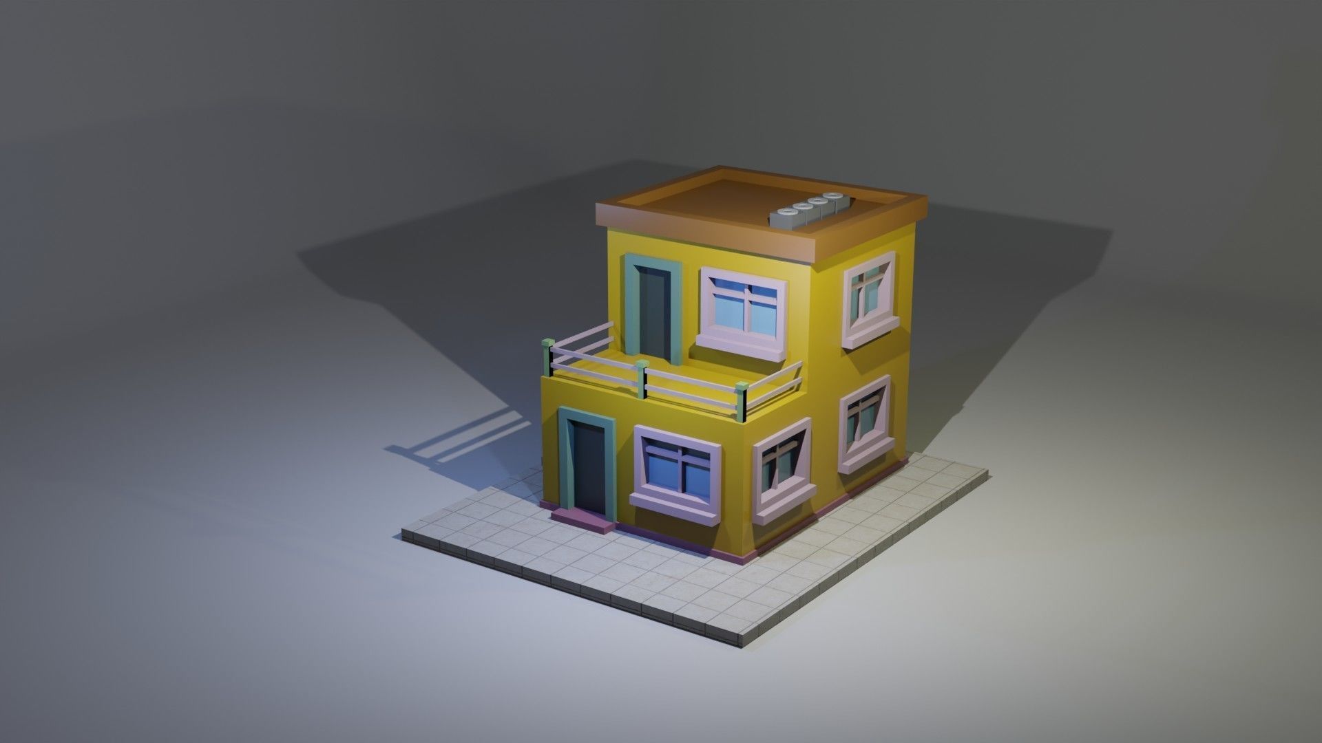 Cartoon Building 13 Low-poly 3D model_8