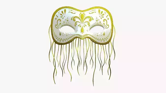 Carnival Mask F02 White Gold - Costume Character Design