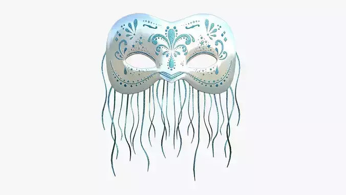 Carnival Mask F10 White Blue - Costume Character Design