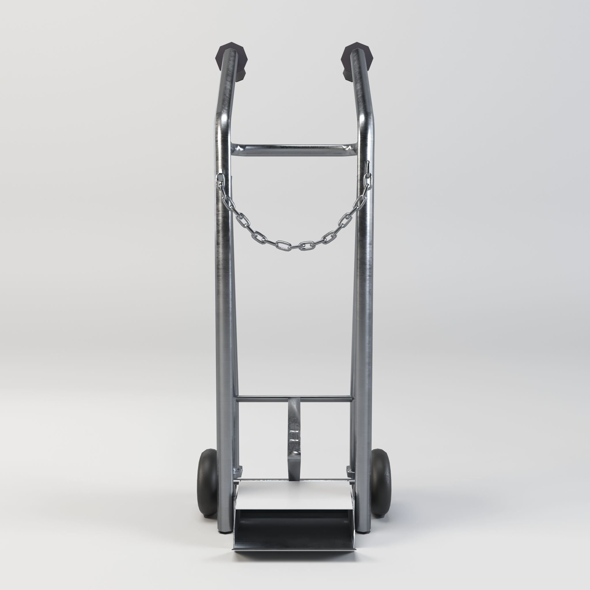 Stainless steel oxygen cylinder gas trolley Low-poly 3D model_3