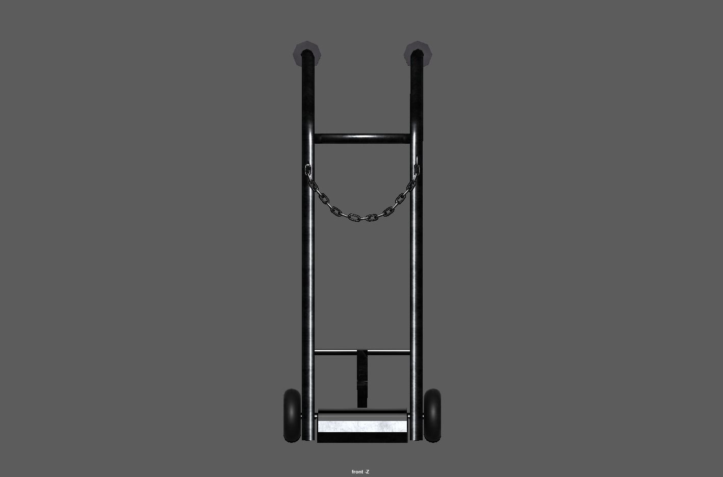 Stainless steel oxygen cylinder gas trolley Low-poly 3D model_14