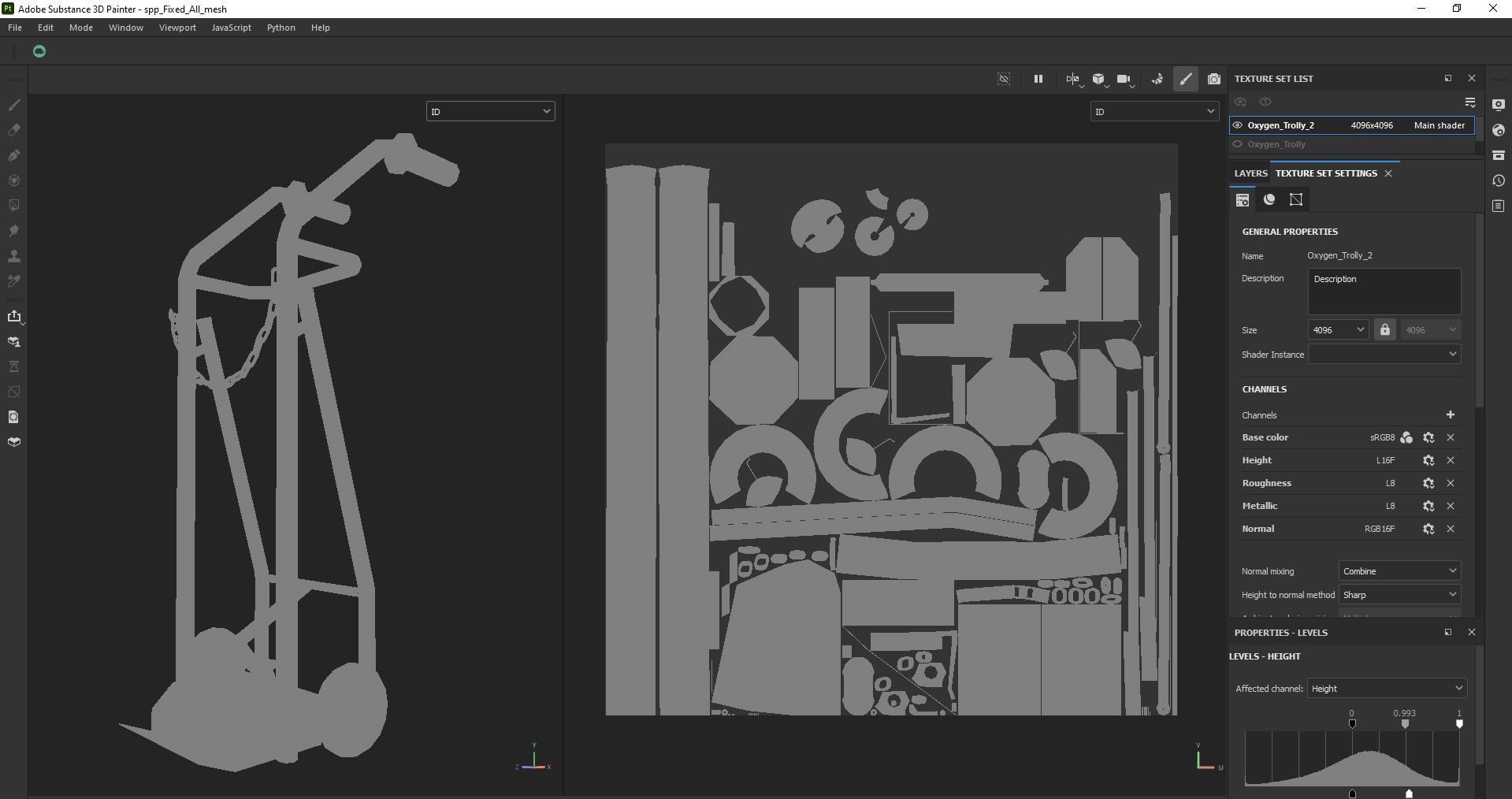 Stainless steel oxygen cylinder gas trolley Low-poly 3D model_23