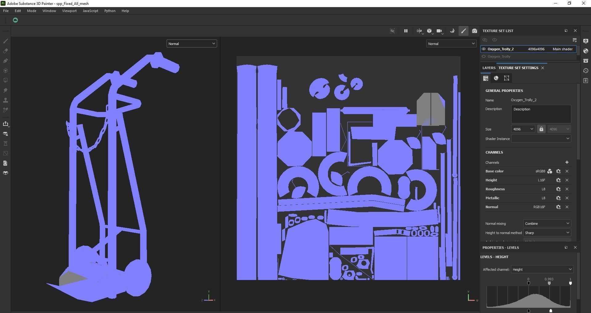 Stainless steel oxygen cylinder gas trolley Low-poly 3D model_21