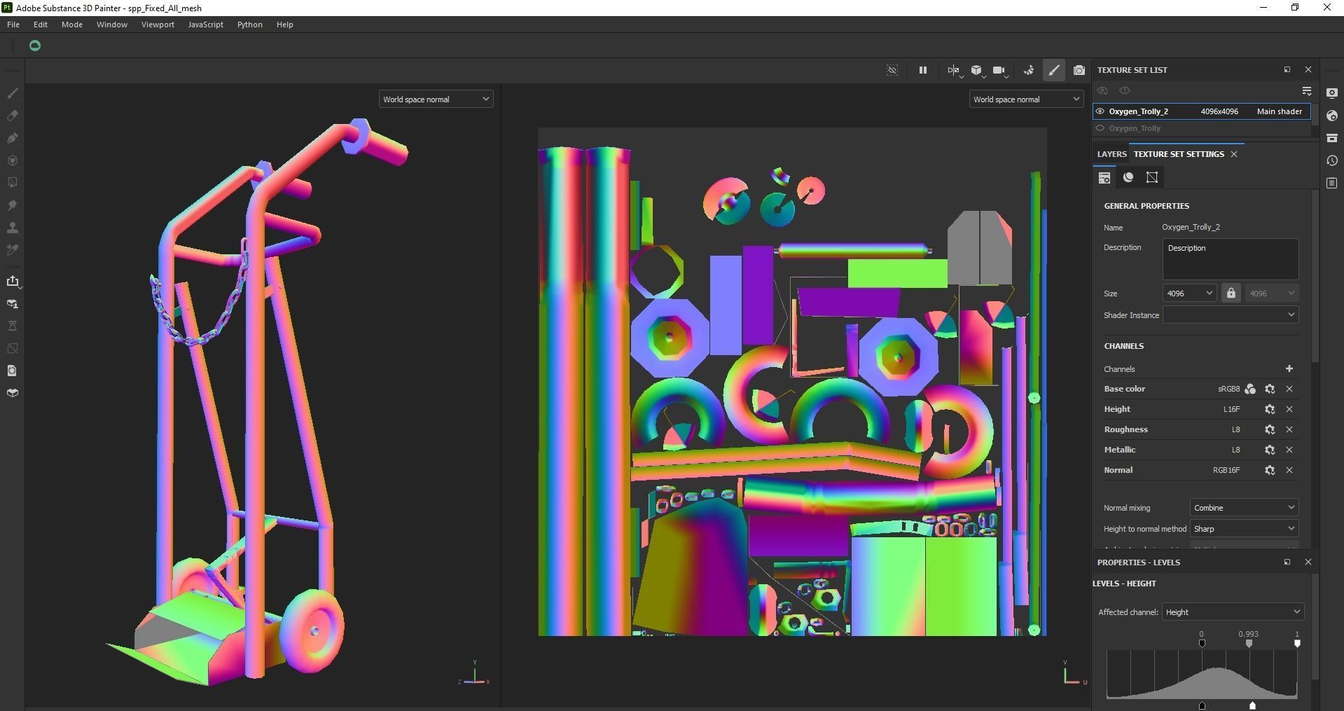 Stainless steel oxygen cylinder gas trolley Low-poly 3D model_22