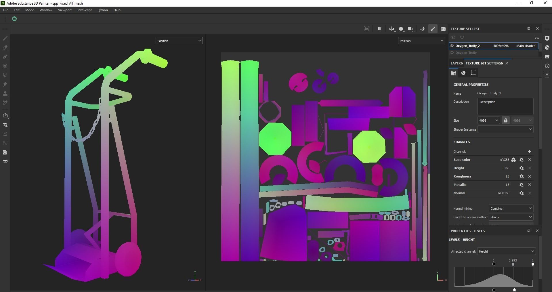 Stainless steel oxygen cylinder gas trolley Low-poly 3D model_26