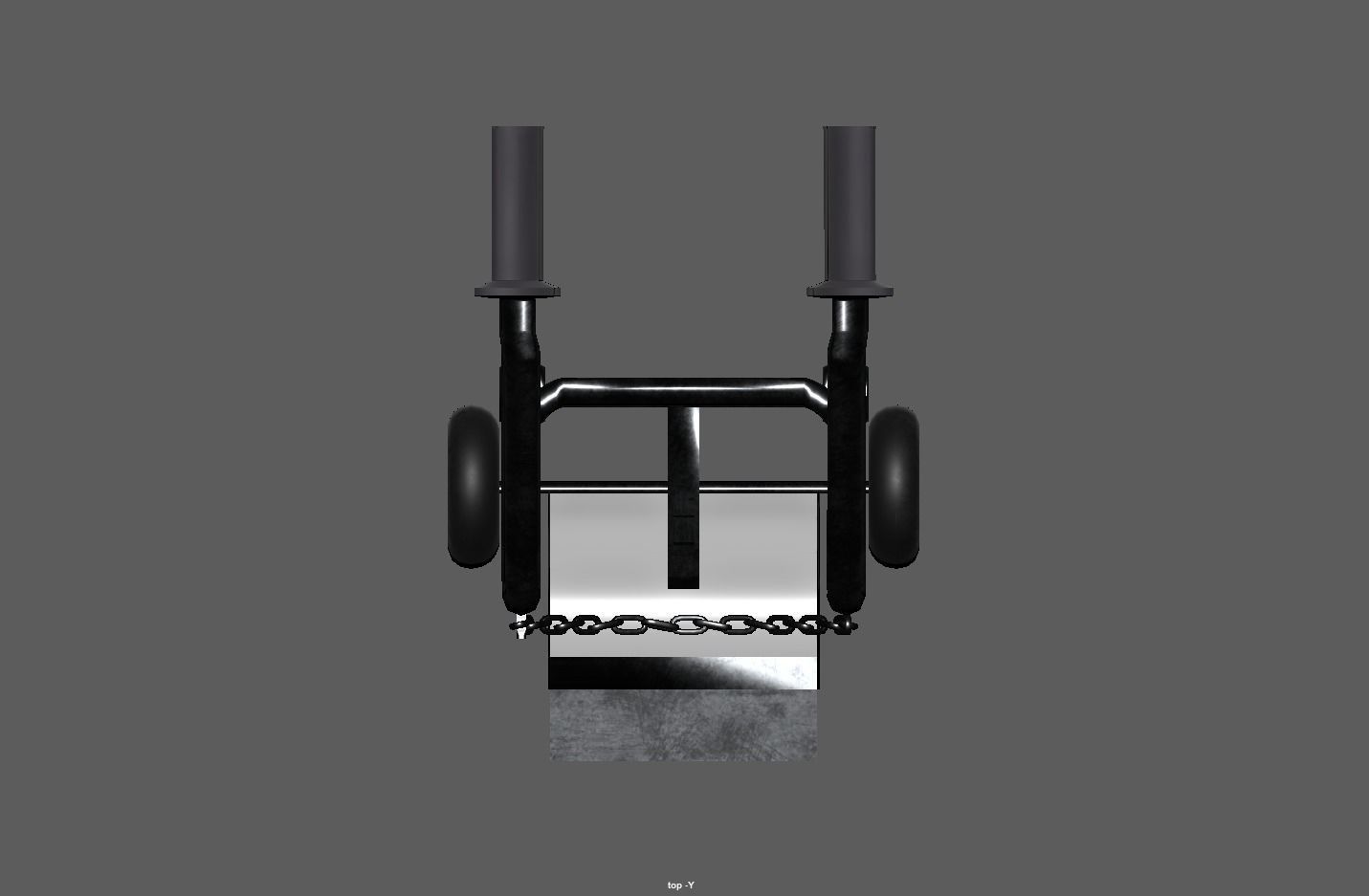 Stainless steel oxygen cylinder gas trolley Low-poly 3D model_11