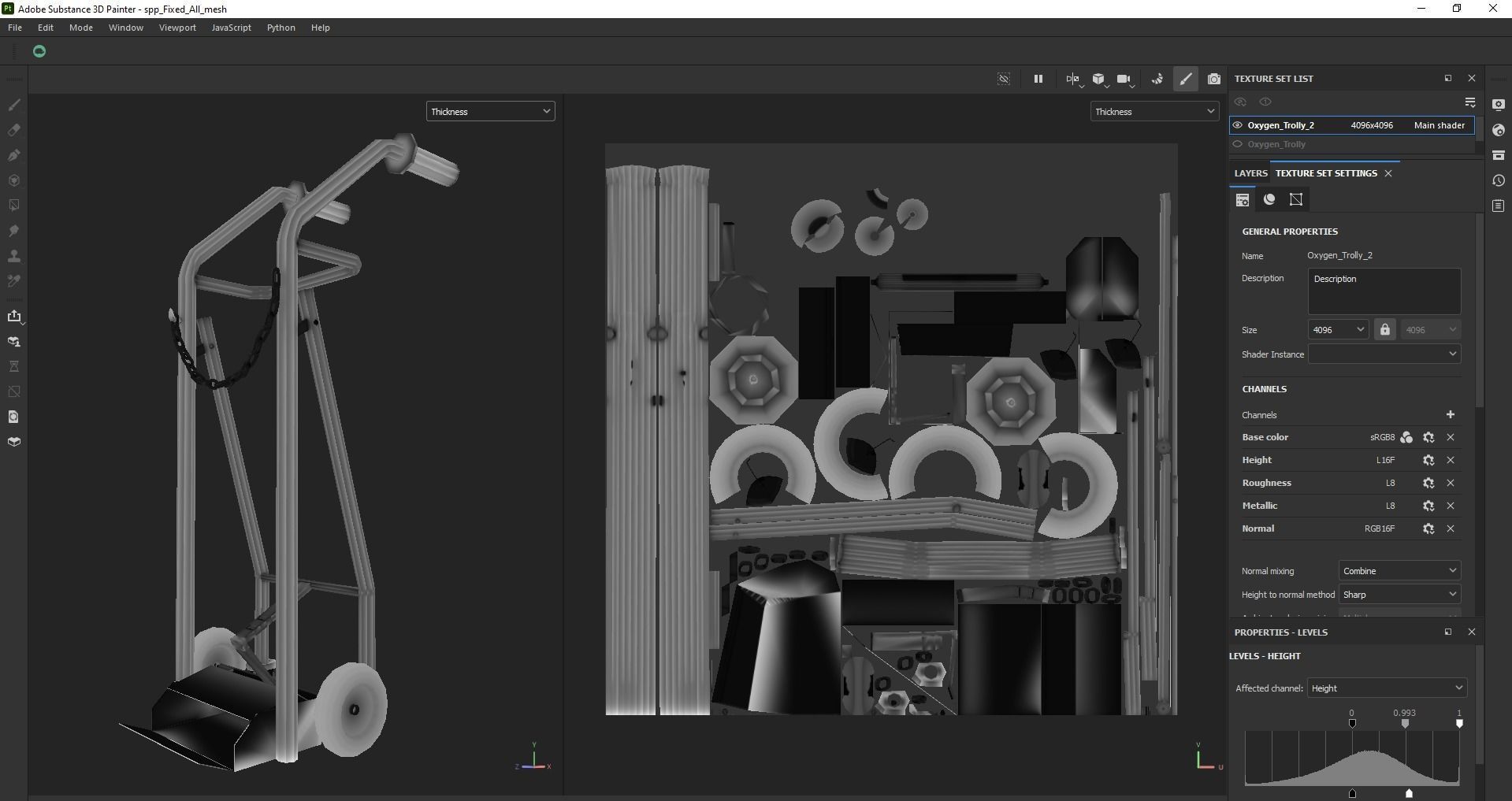 Stainless steel oxygen cylinder gas trolley Low-poly 3D model_27