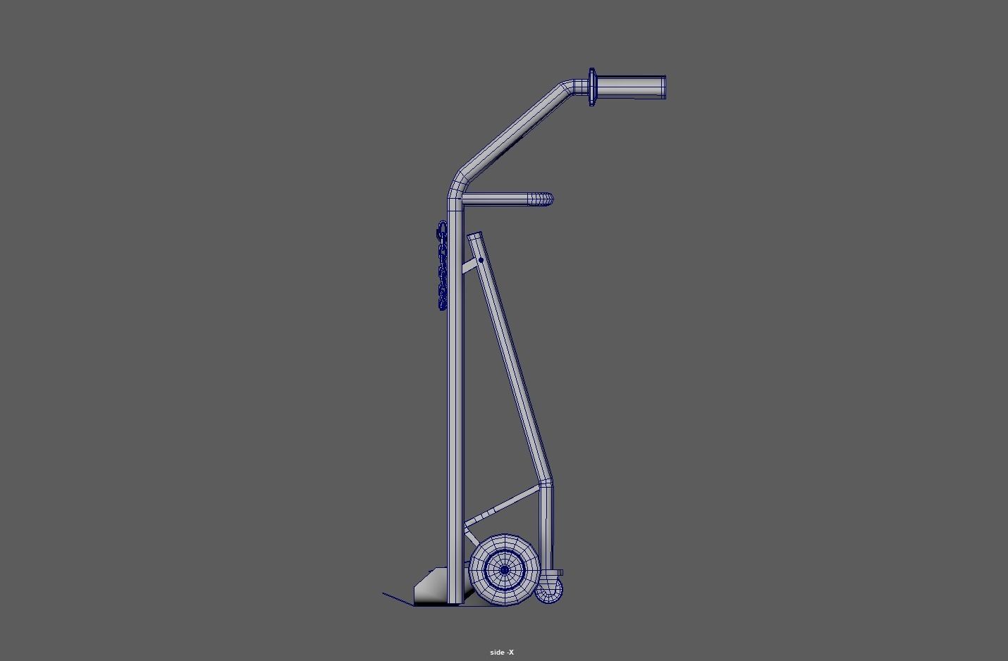 Stainless steel oxygen cylinder gas trolley Low-poly 3D model_19