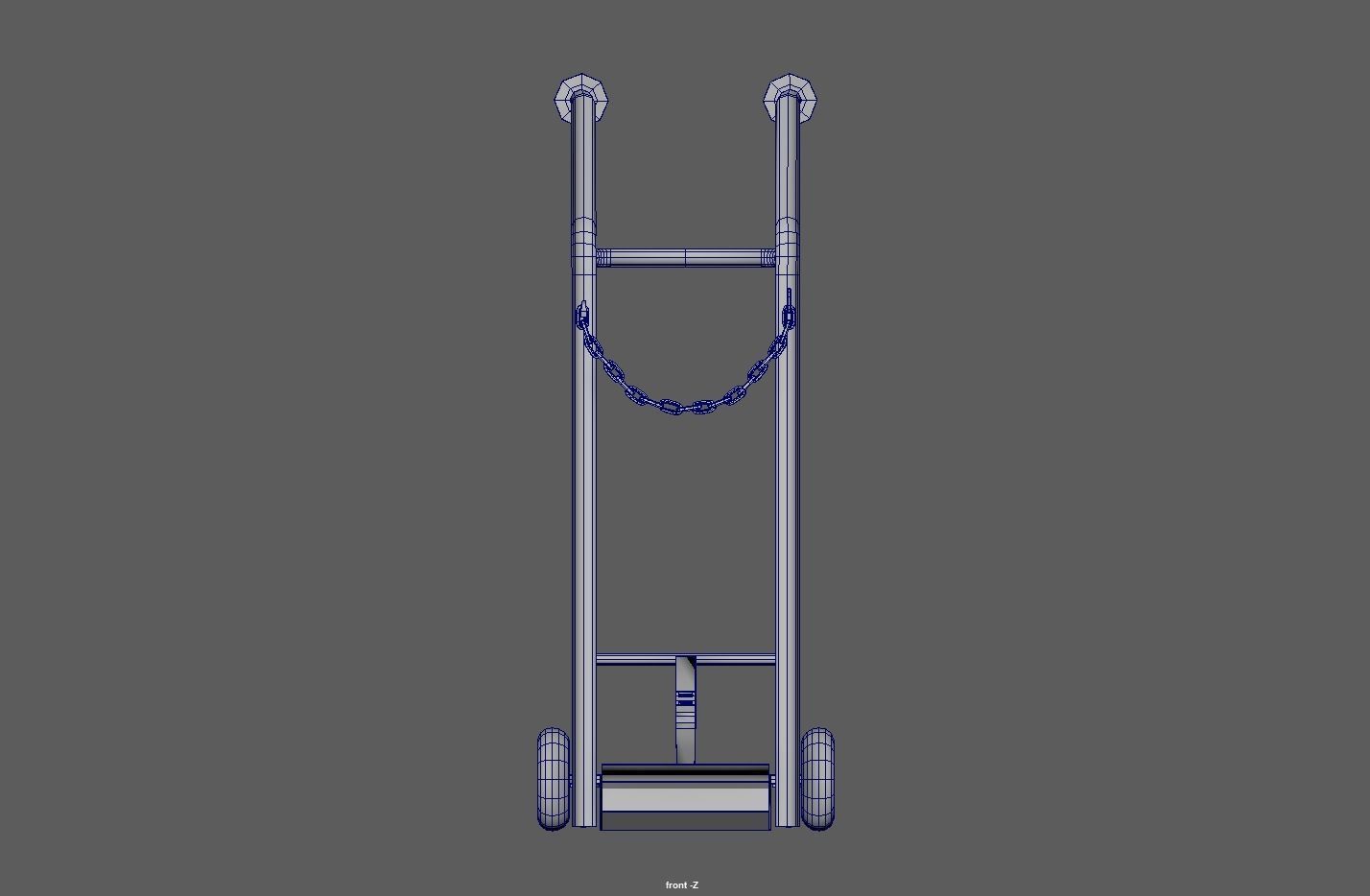 Stainless steel oxygen cylinder gas trolley Low-poly 3D model_16