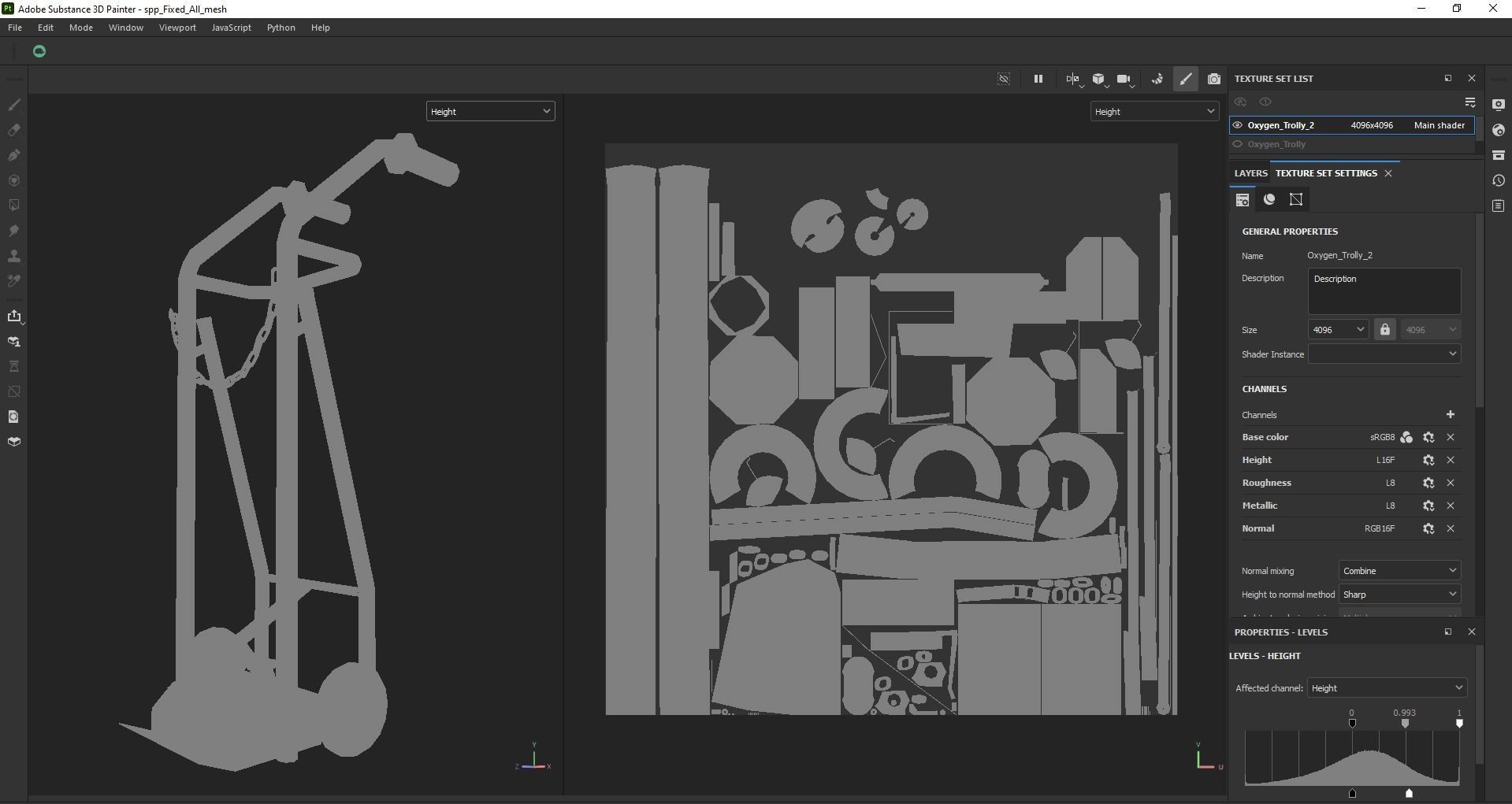Stainless steel oxygen cylinder gas trolley Low-poly 3D model_5