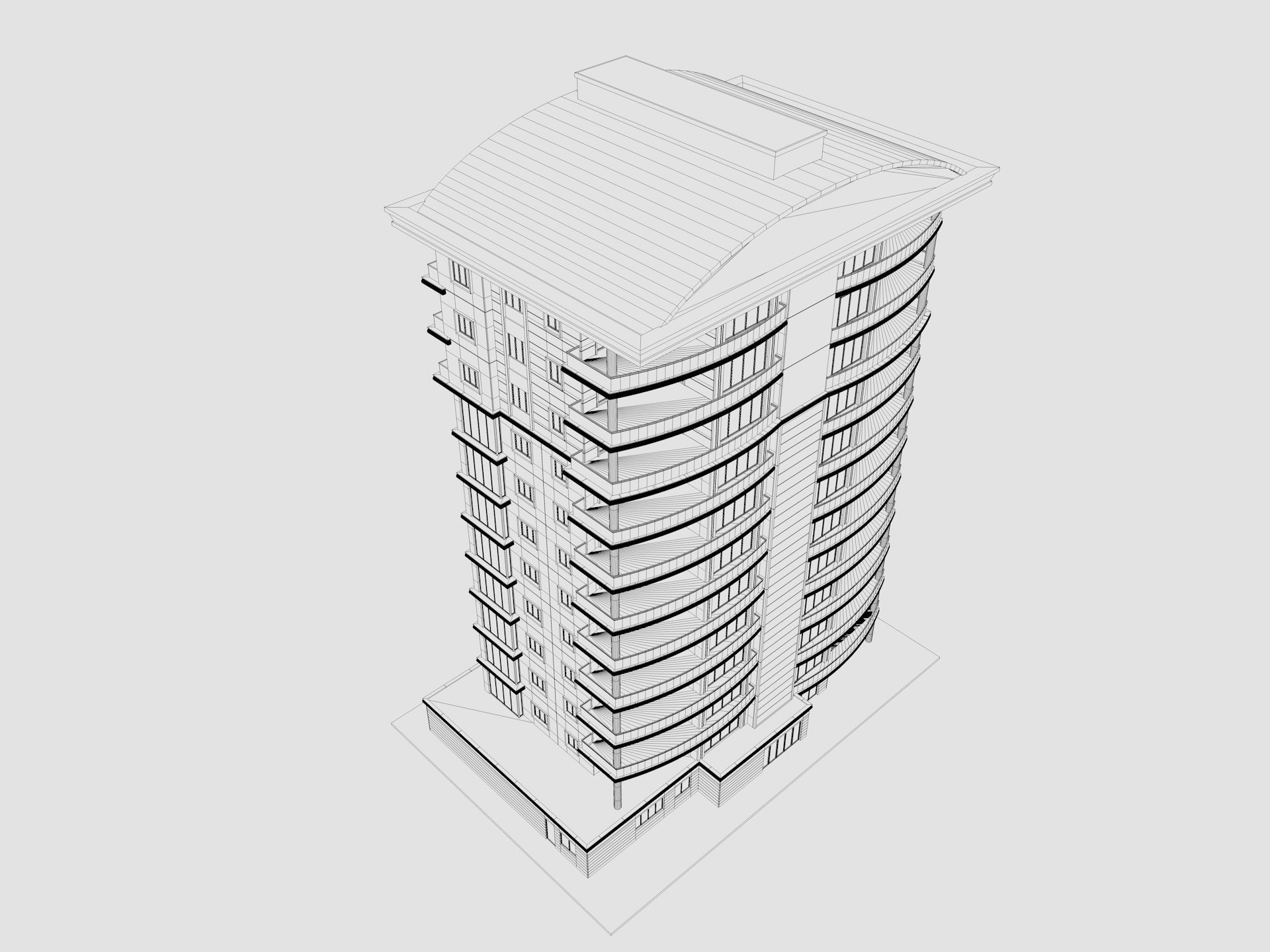 Residential Apartment Building 6 3D model_8