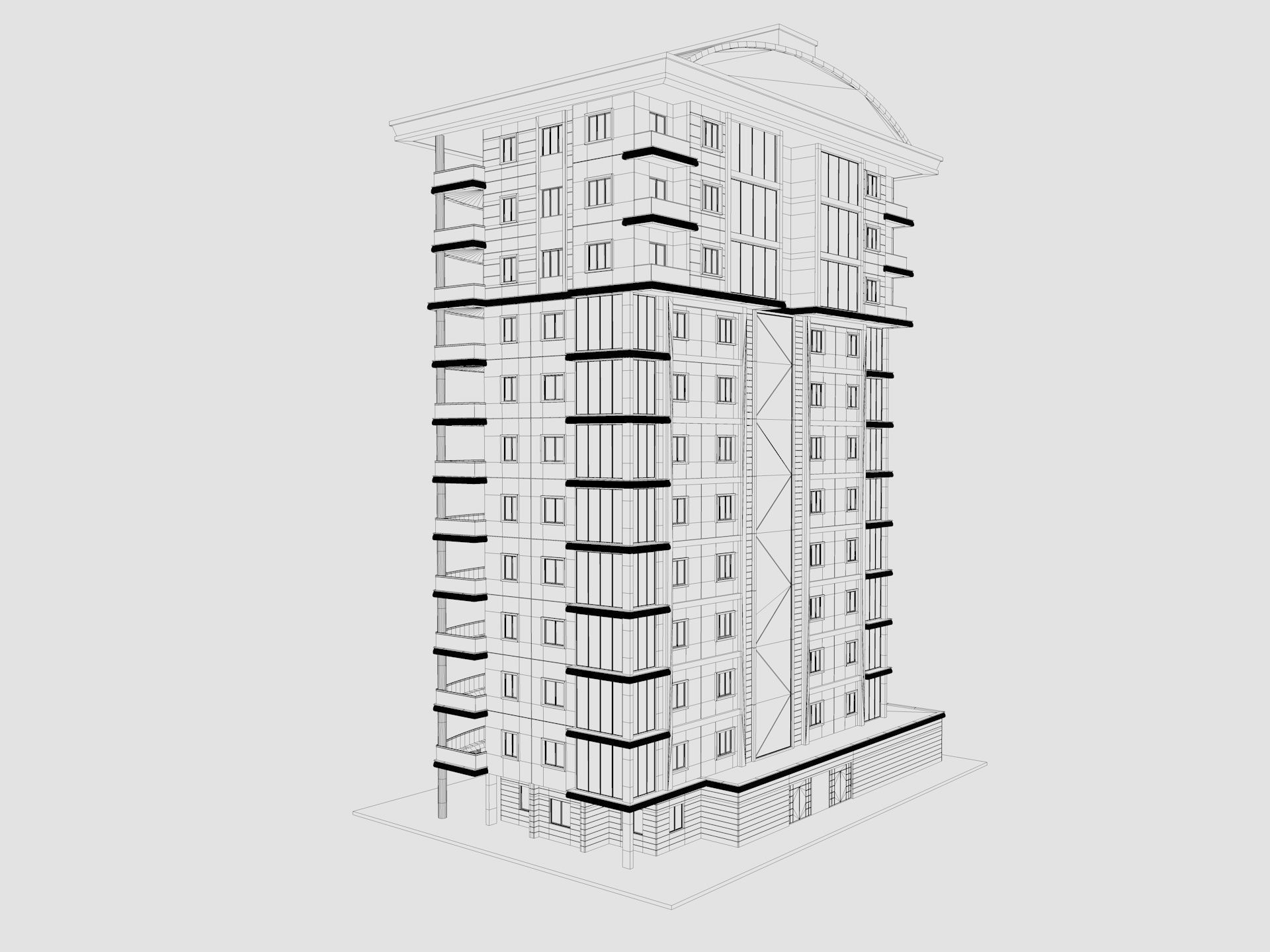 Residential Apartment Building 6 3D model_7